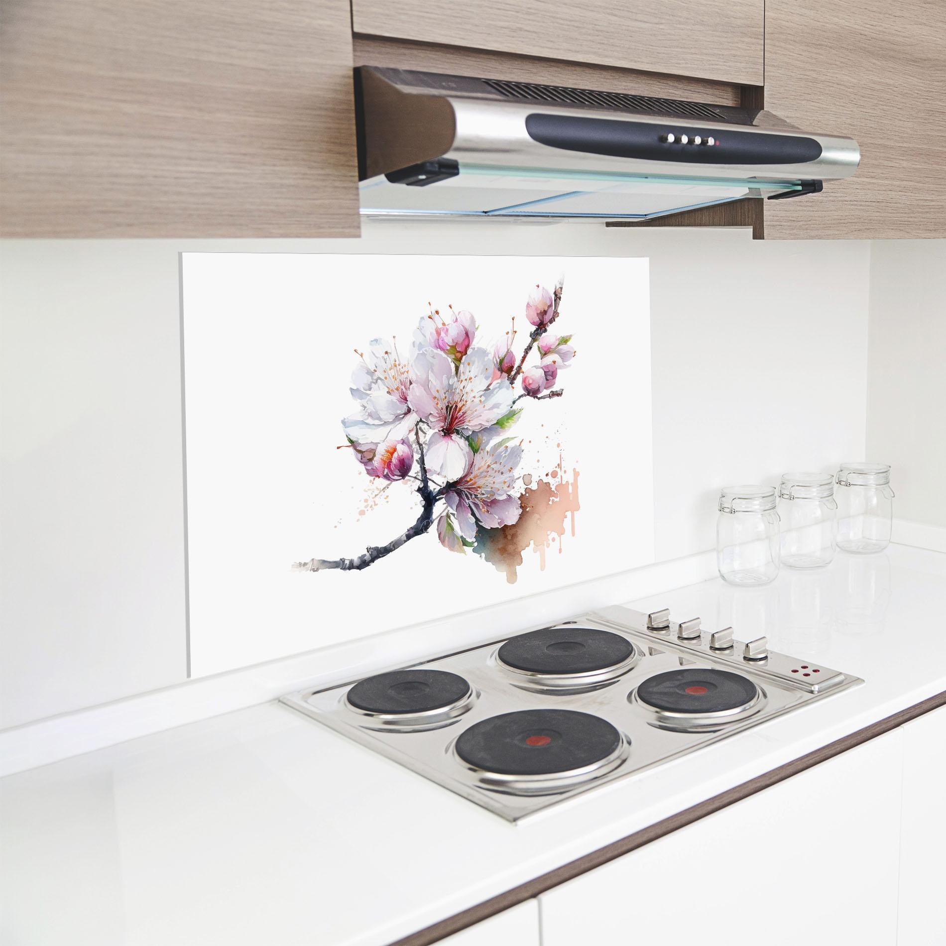 Küchenrückwand Glas Cherry Spring Art mockup 8