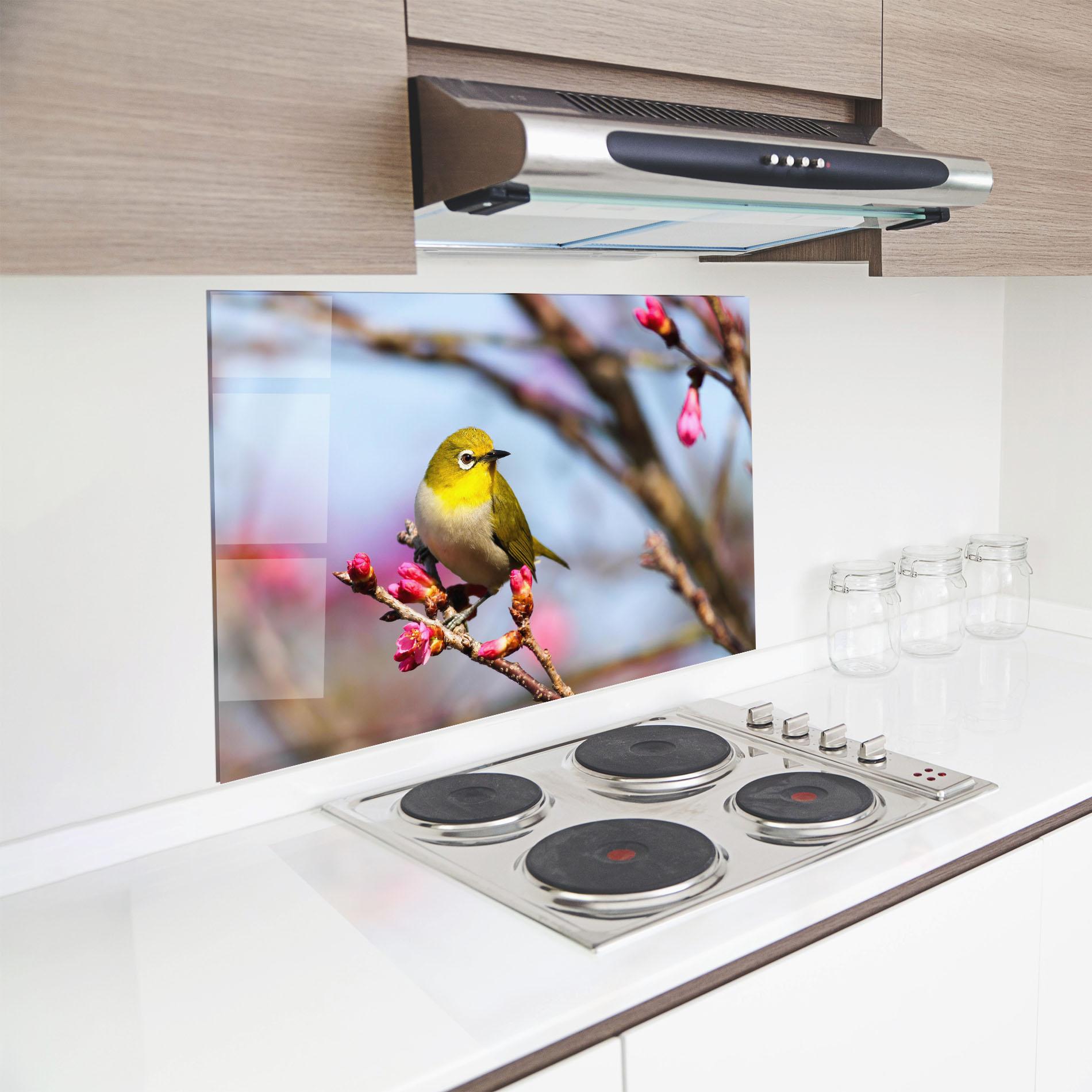 Küchenrückwand Glas Cute Pink Flower Buds mockup 8