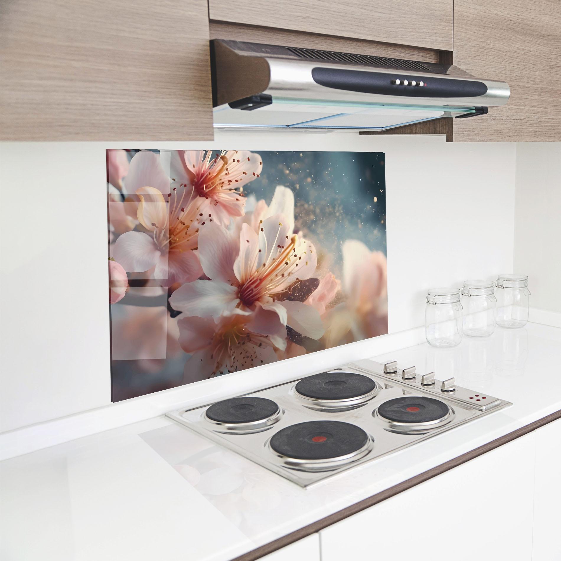 Küchenrückwand Glas Flower Spring Art mockup 8