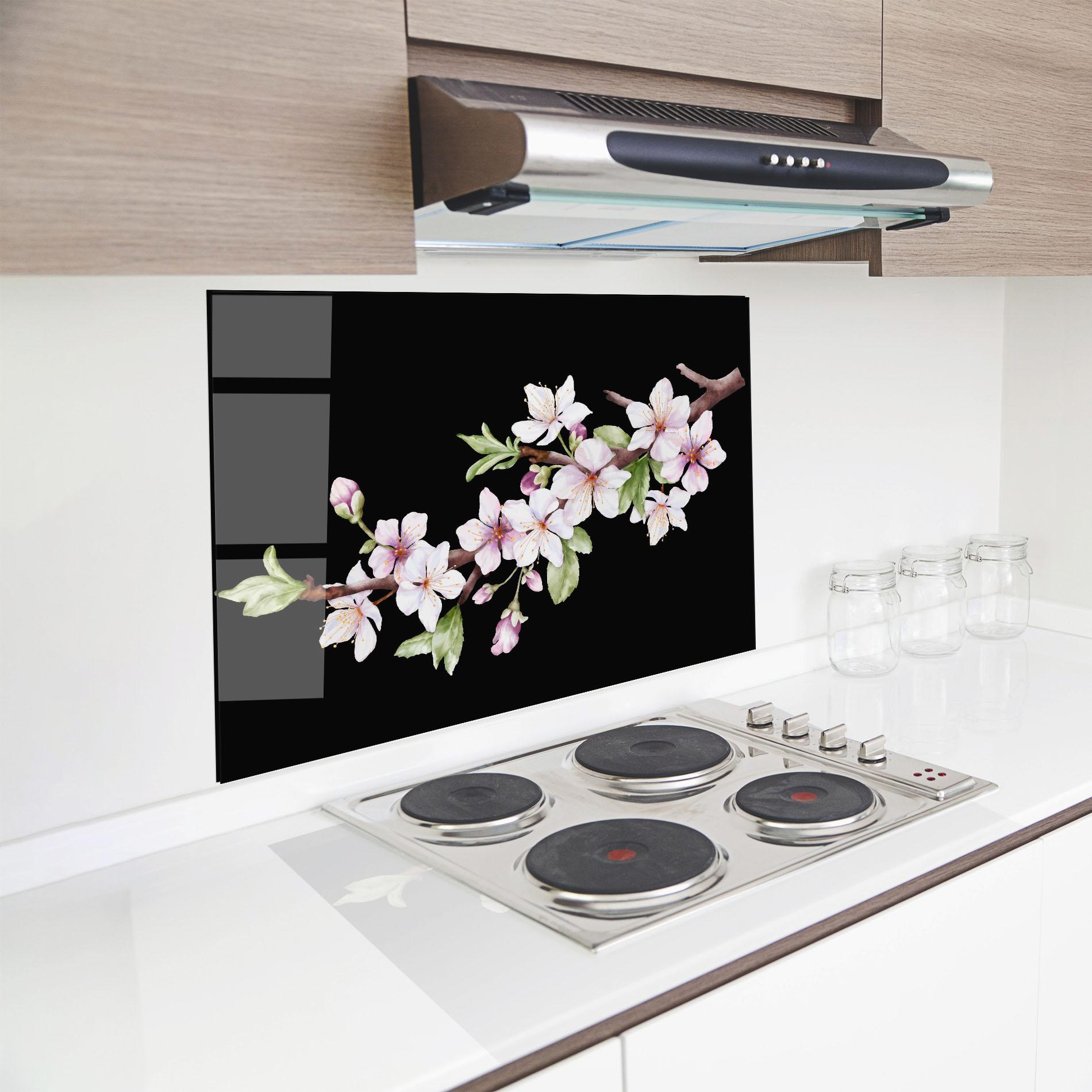 Küchenrückwand Glas Pretty Flower Spring mockup 8