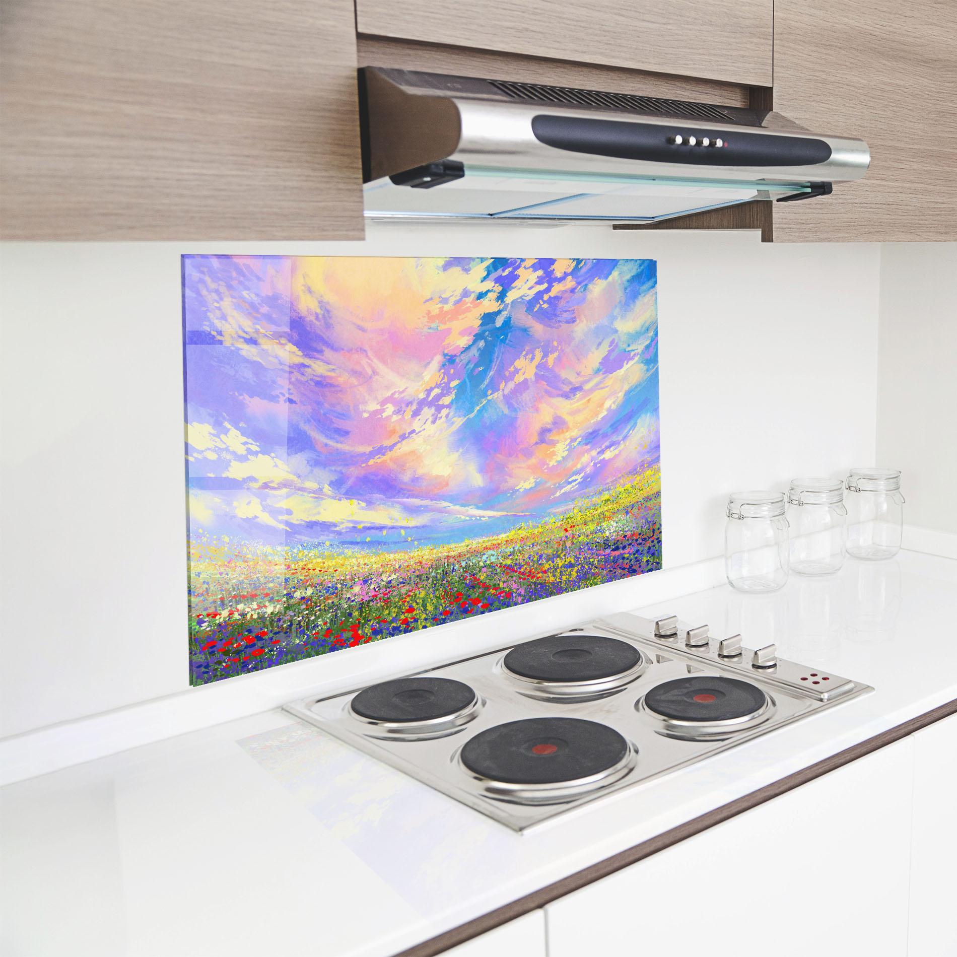 Küchenrückwand Glas Spring Field mockup 8