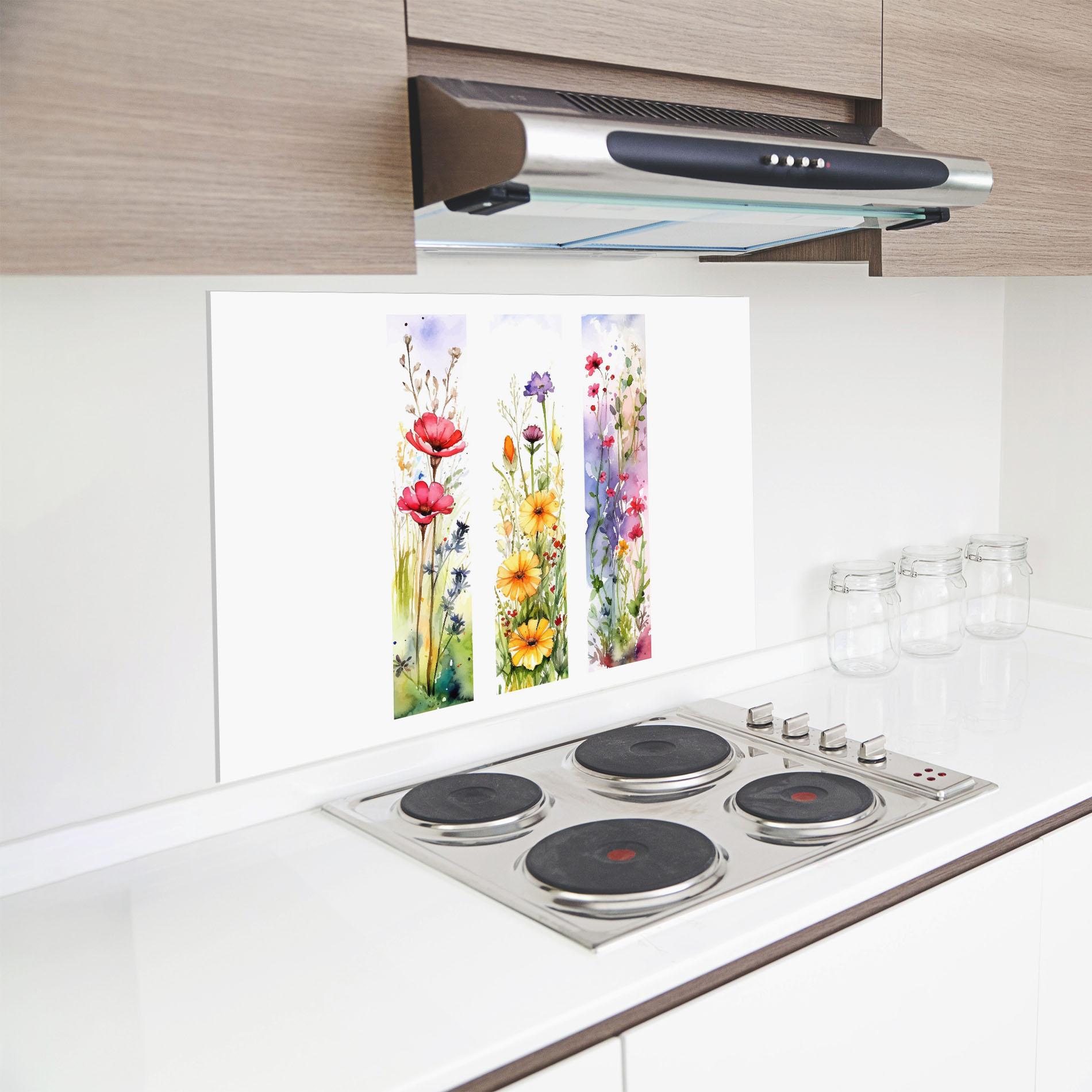 Küchenrückwand Glas Spring Flowers Set mockup 8