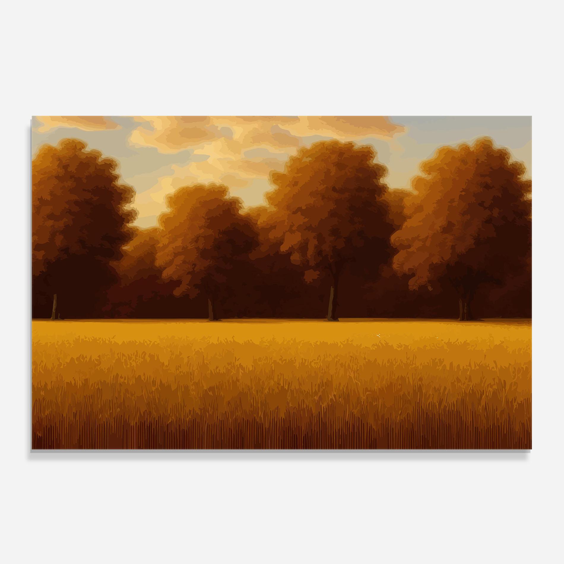 Küchenrückwand Glas Autumn Country Tree mockup 0