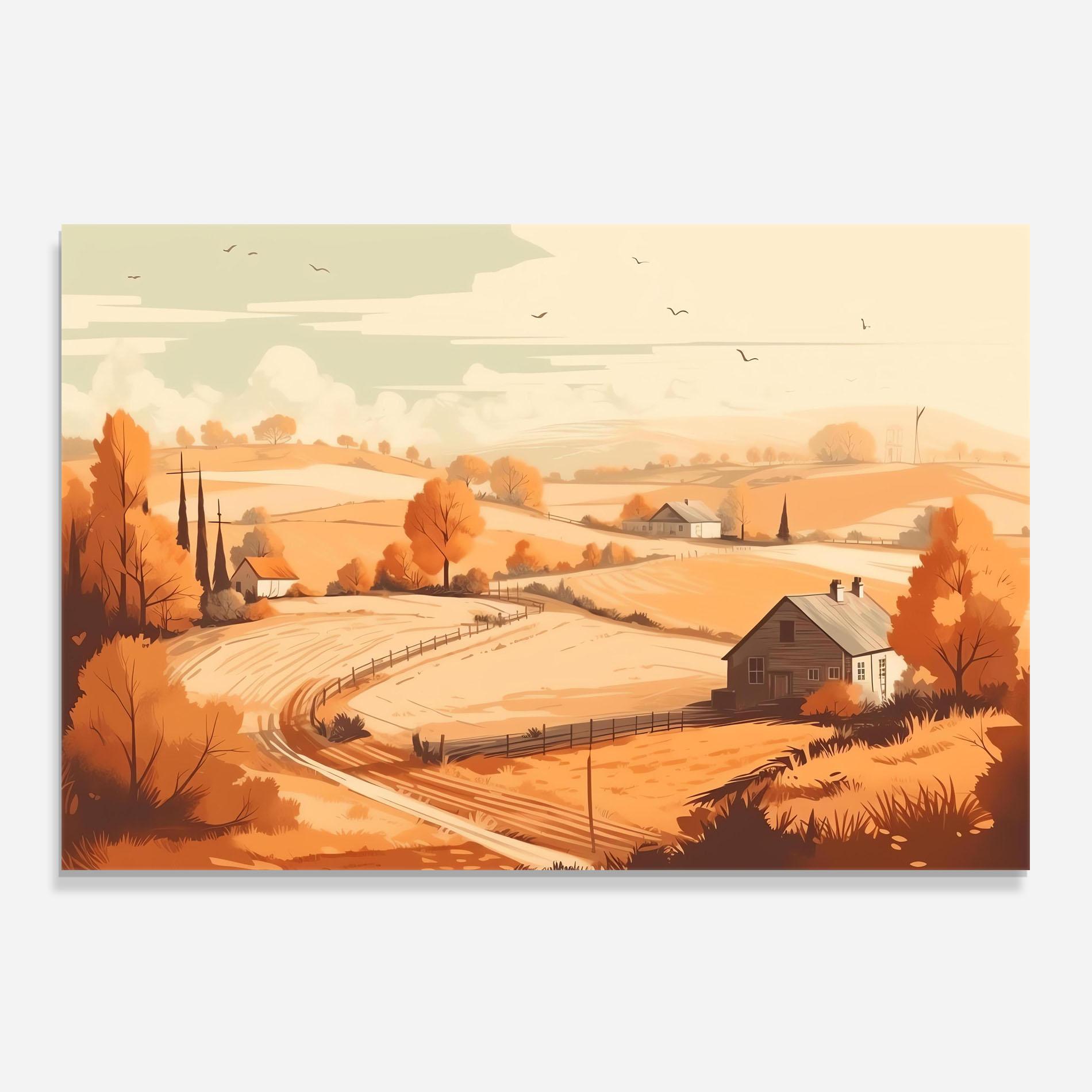 Küchenrückwand Glas Autumn Rural Wheat mockup 0