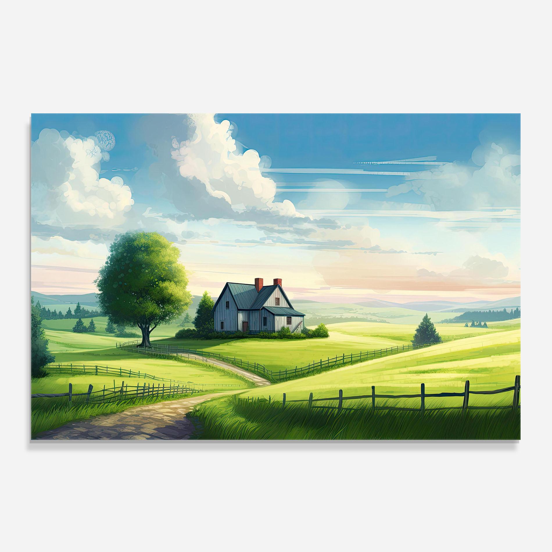 Küchenrückwand Glas Calming Rural View mockup 0