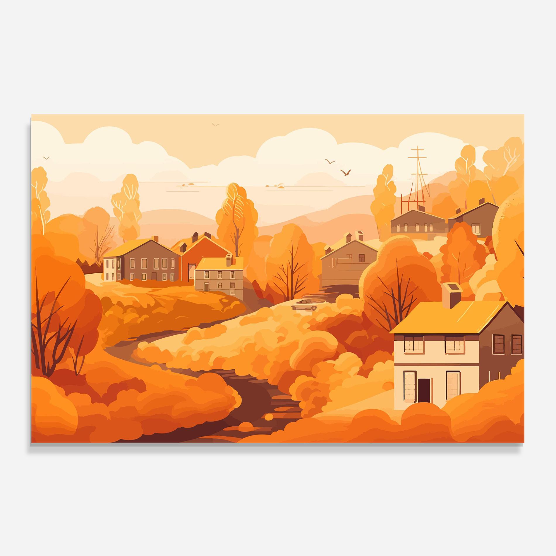 Küchenrückwand Glas Countryside Autumn mockup 0