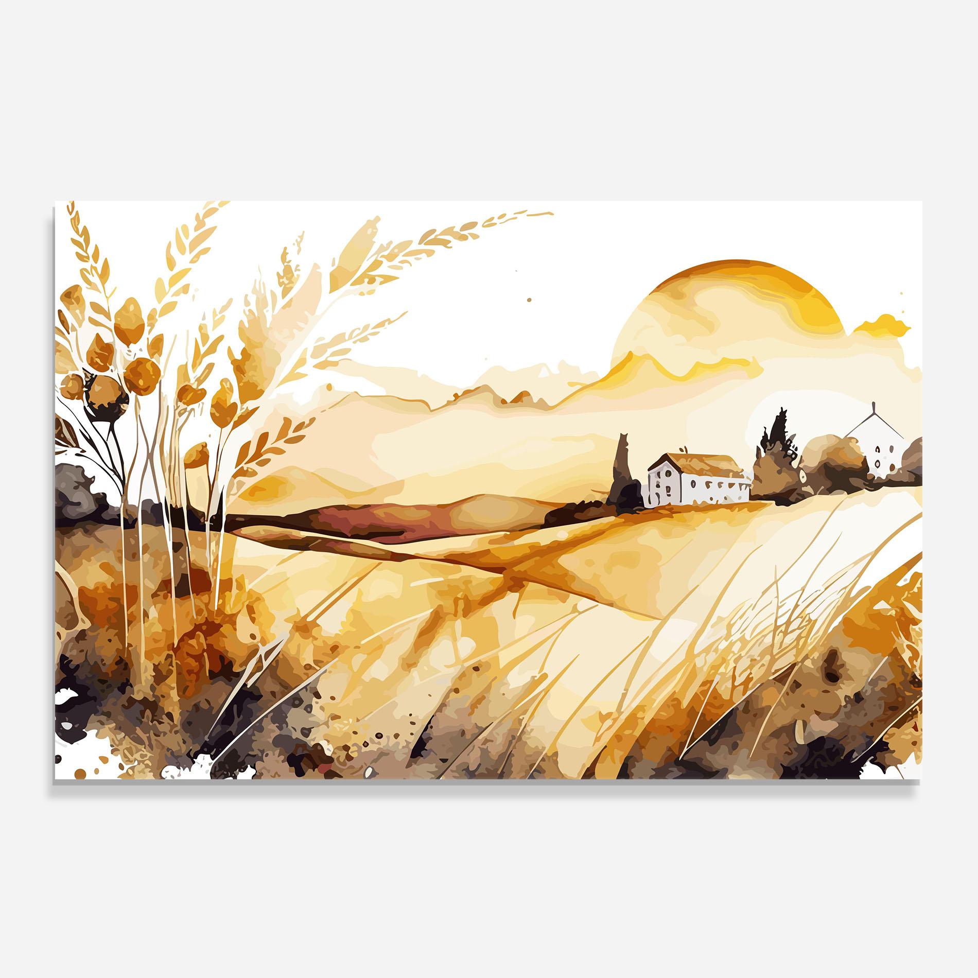 Küchenrückwand Glas Crops Field mockup 0