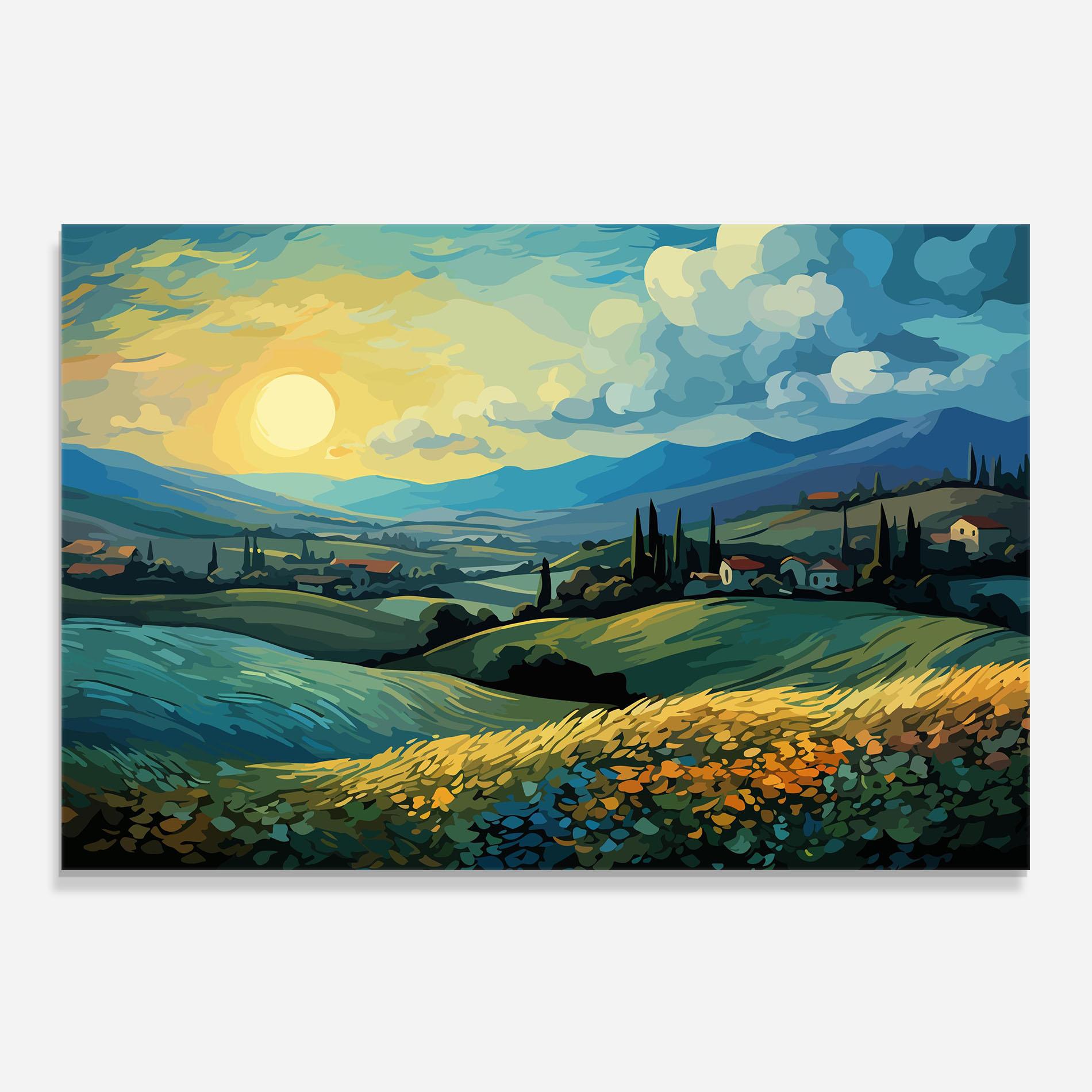 Küchenrückwand Glas Fantasy Blue View mockup 0