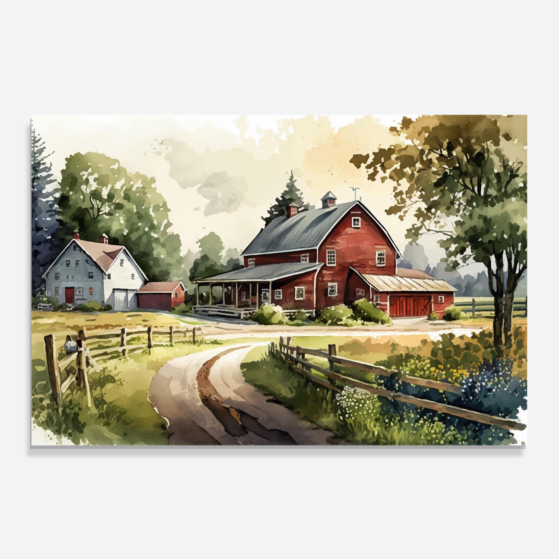 Küchenrückwand Glas Farmhouse Painting mockup 0