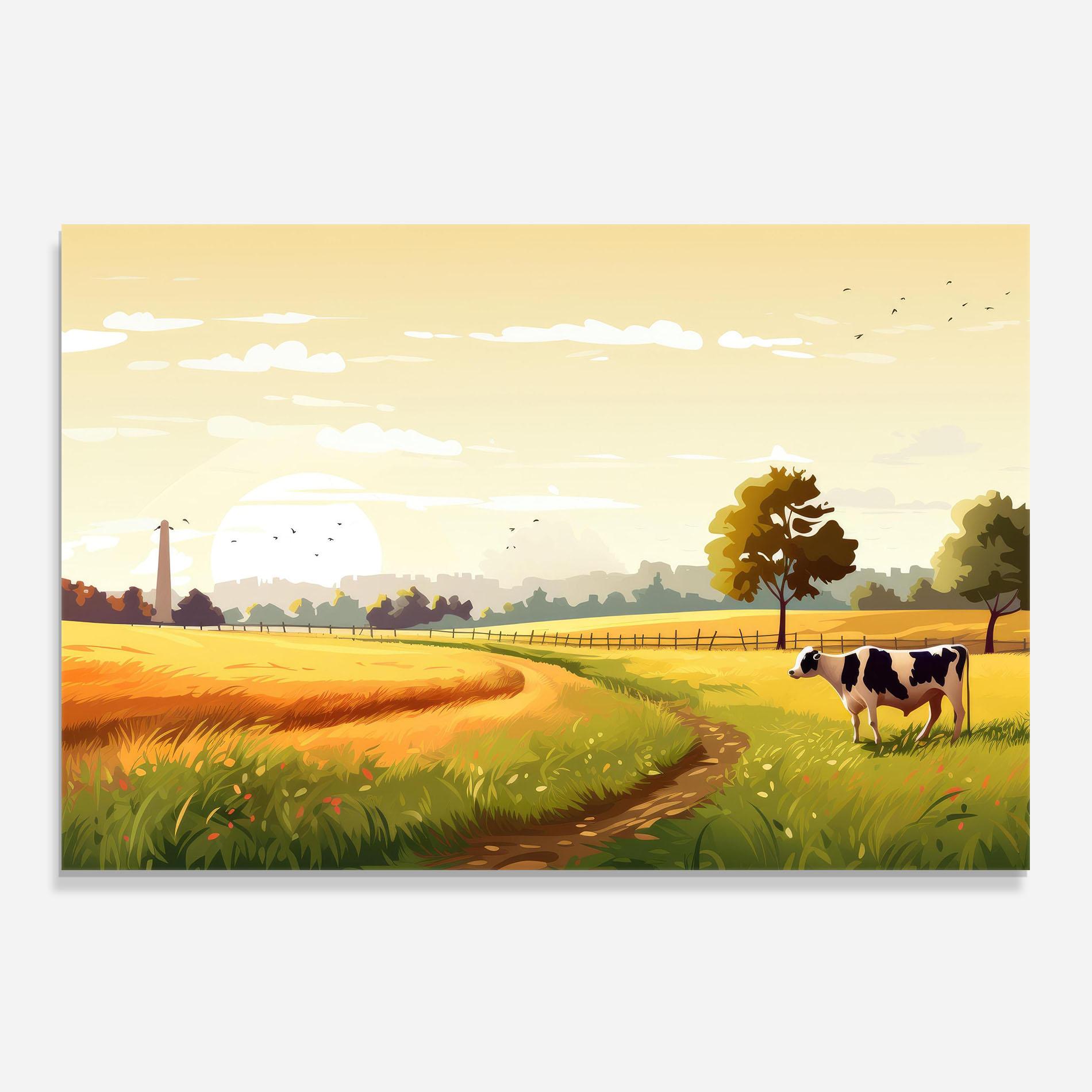 Küchenrückwand Glas Grazing Farm mockup 0