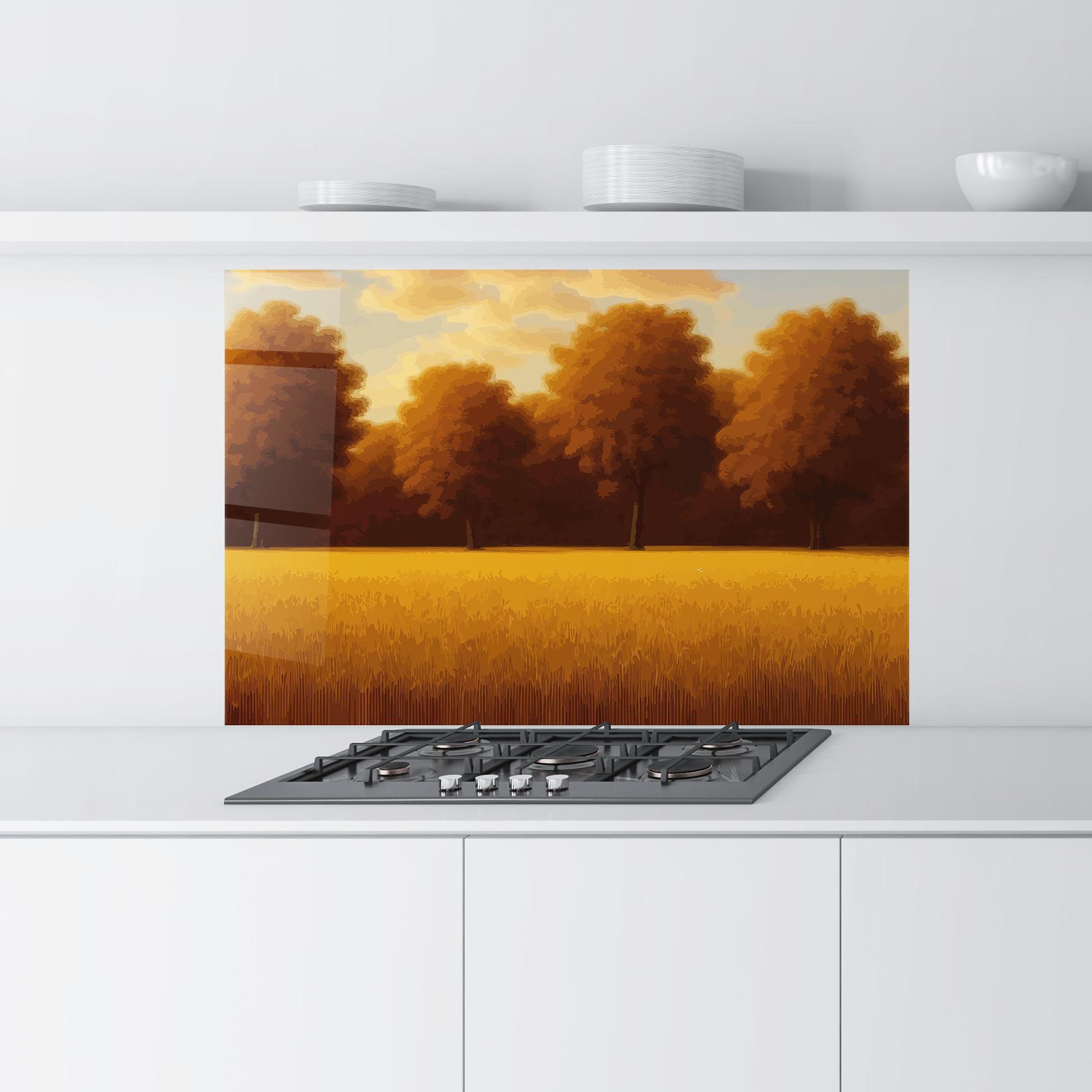 Küchenrückwand Glas Autumn Country Tree mockup 9