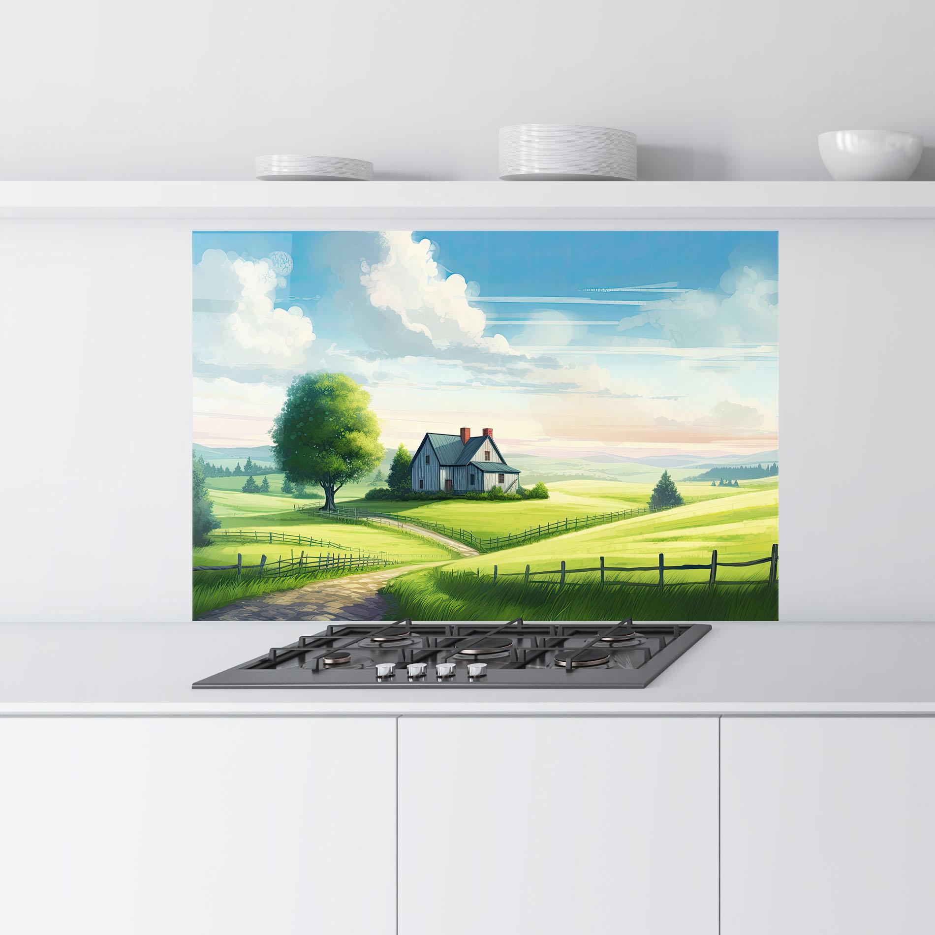 Küchenrückwand Glas Calming Rural View mockup 9