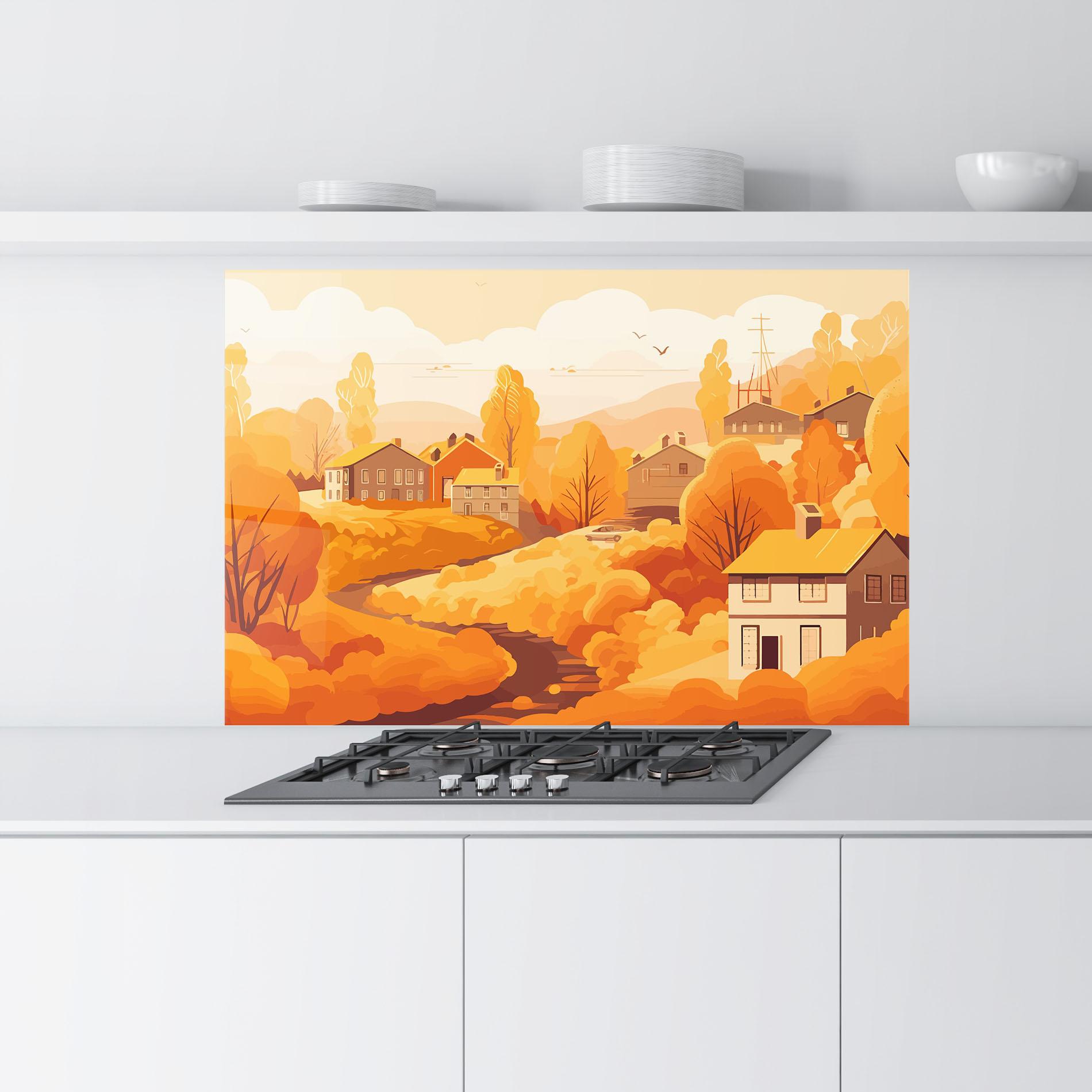 Küchenrückwand Glas Countryside Autumn mockup 9