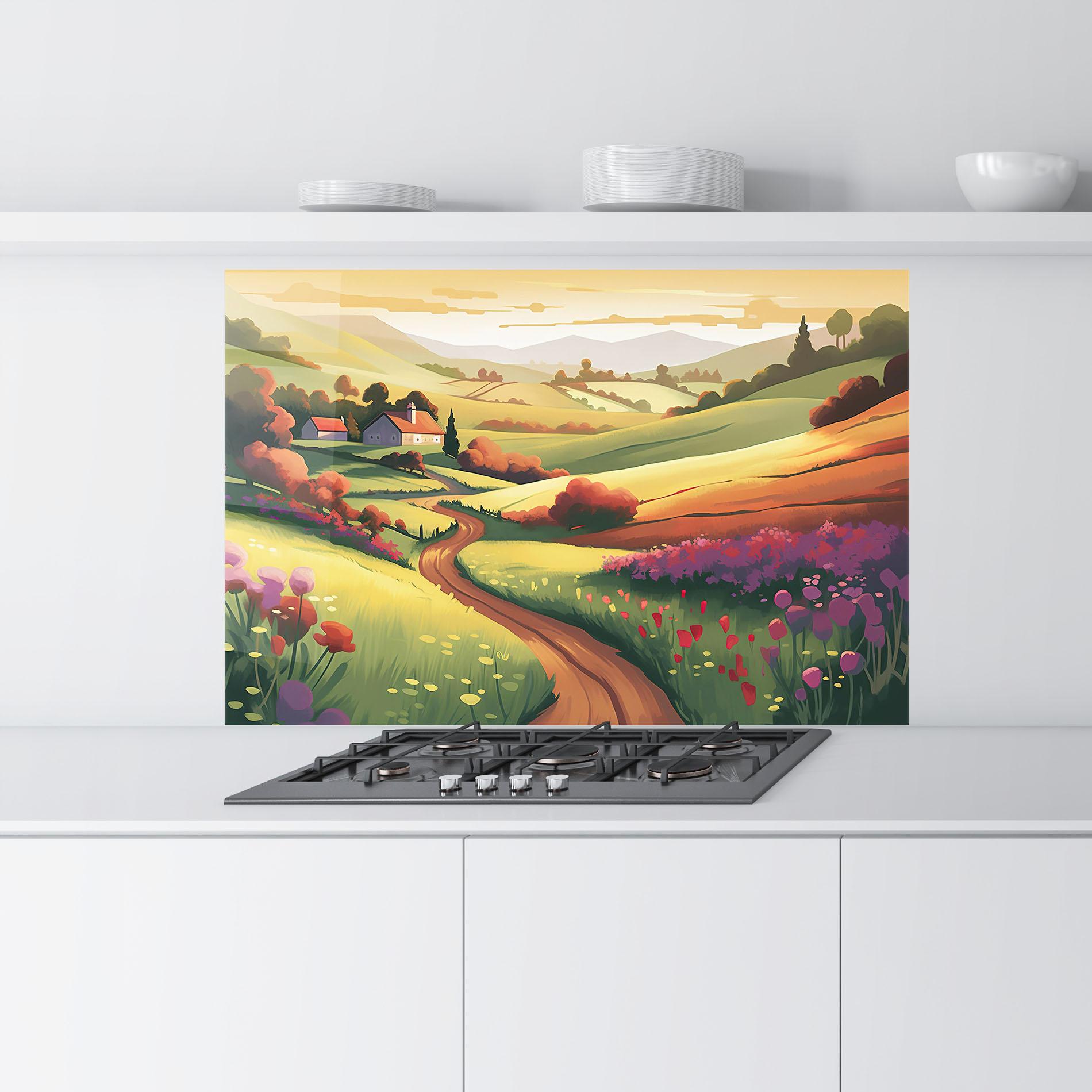 Küchenrückwand Glas Countryside Charm mockup 9