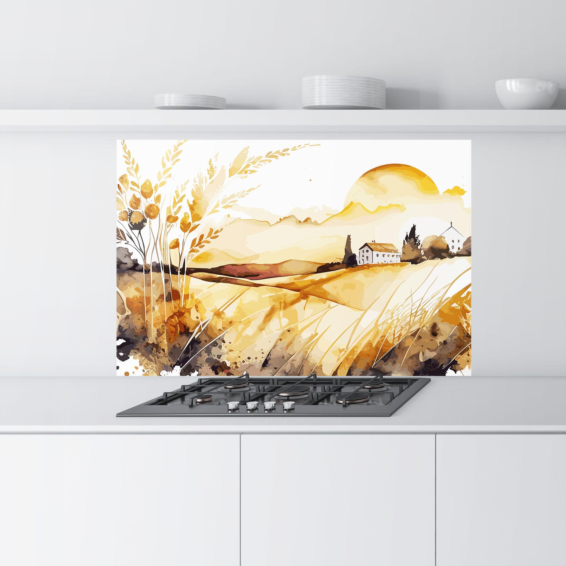 Küchenrückwand Glas Crops Field mockup 9