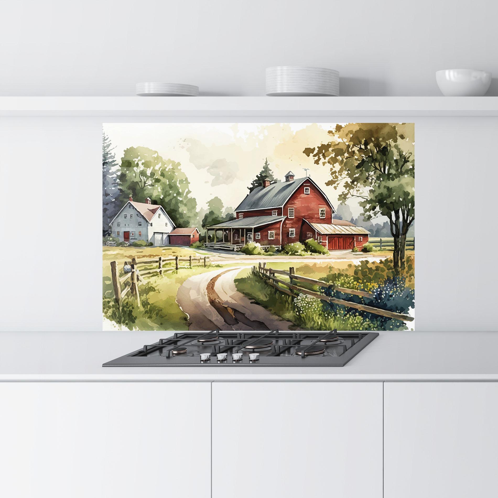 Küchenrückwand Glas Farmhouse Painting mockup 9