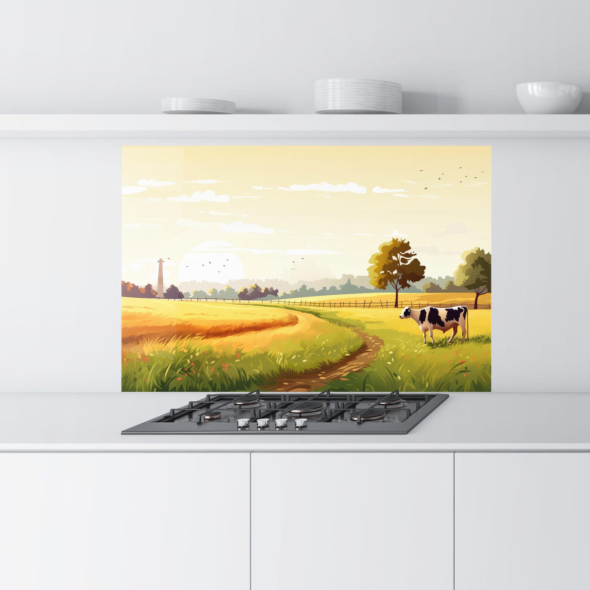 Küchenrückwand Glas Grazing Farm mockup 9