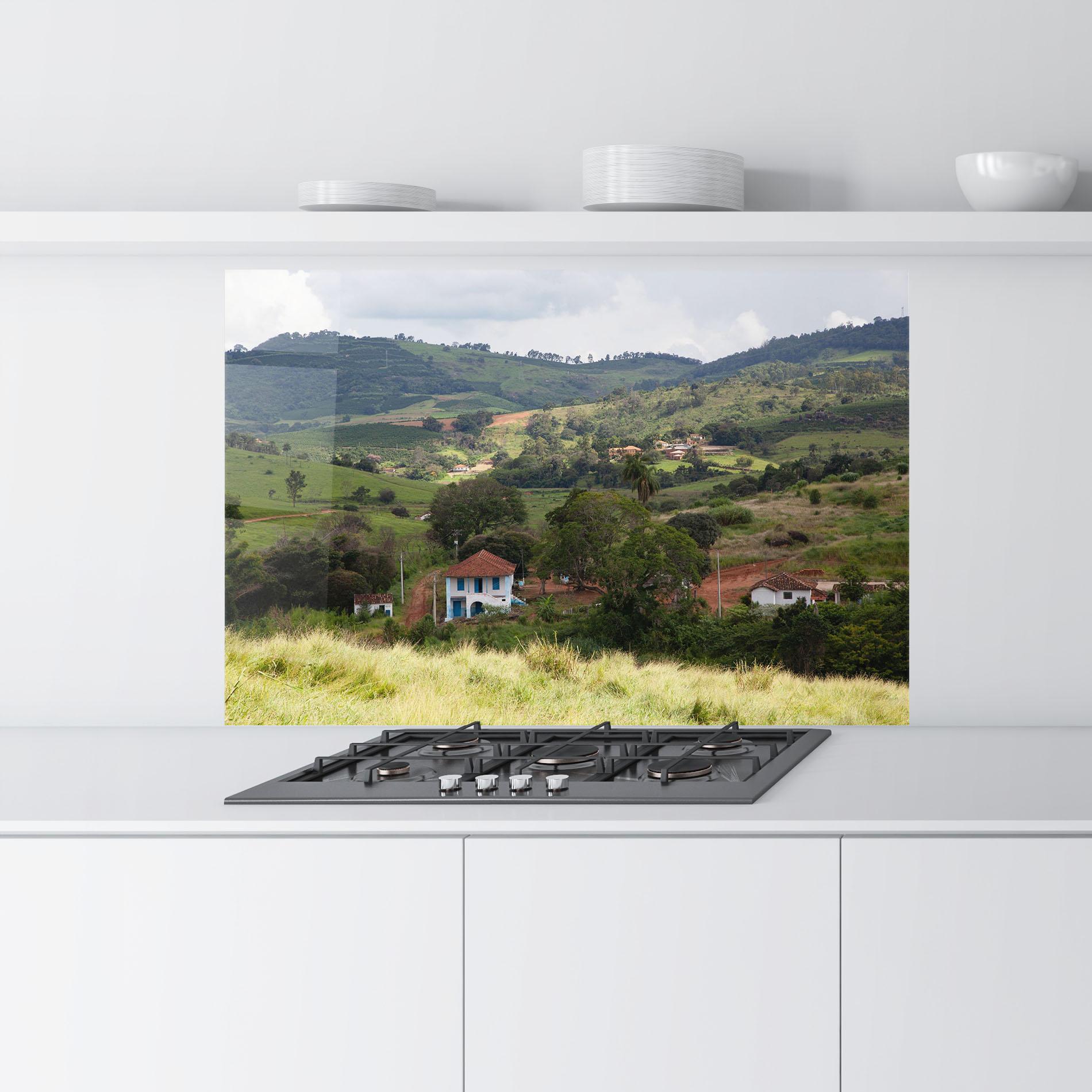 Küchenrückwand Glas Green Countryside mockup 9