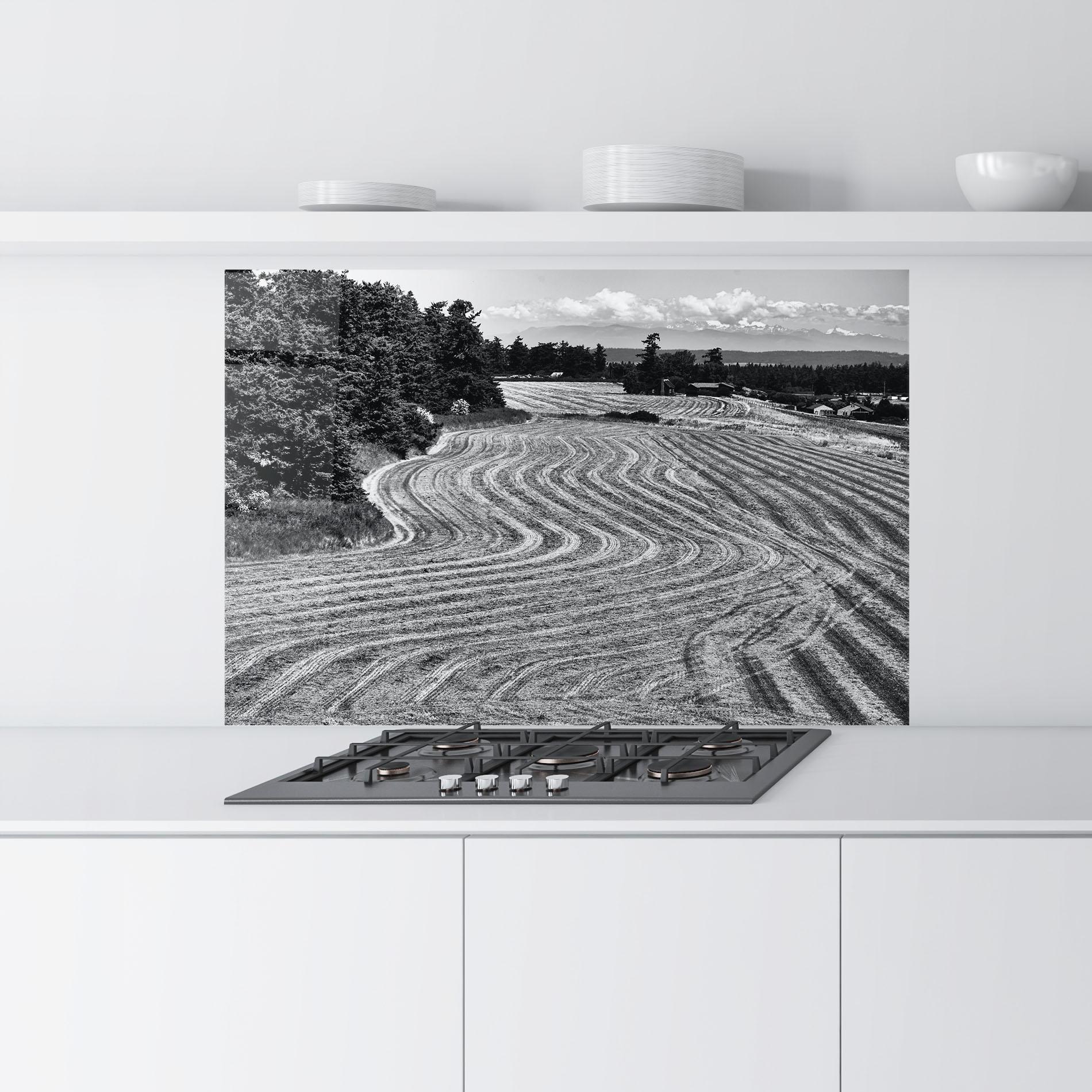 Küchenrückwand Glas Grey Land mockup 9