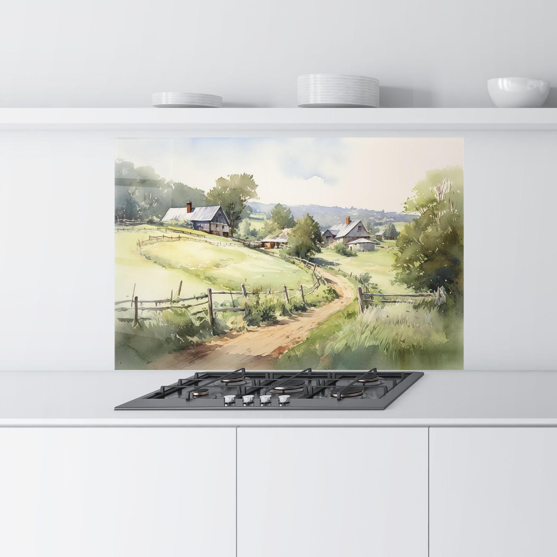 Küchenrückwand Glas Rural Farm mockup 9