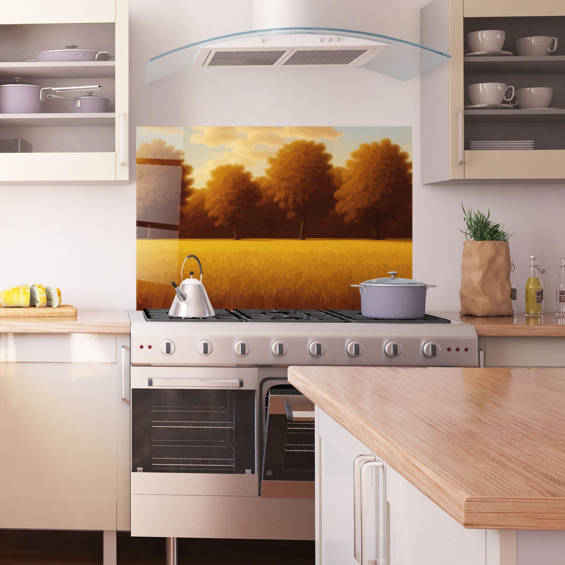 Küchenrückwand Glas Autumn Country Tree mockup 1