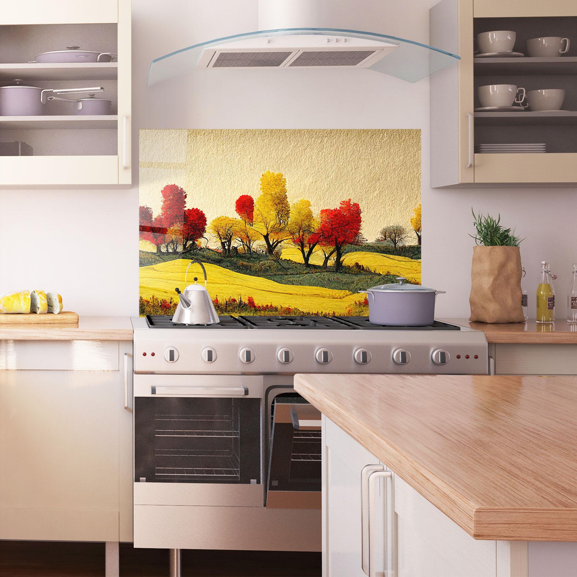 Küchenrückwand Glas Autumn Paper Style mockup 1