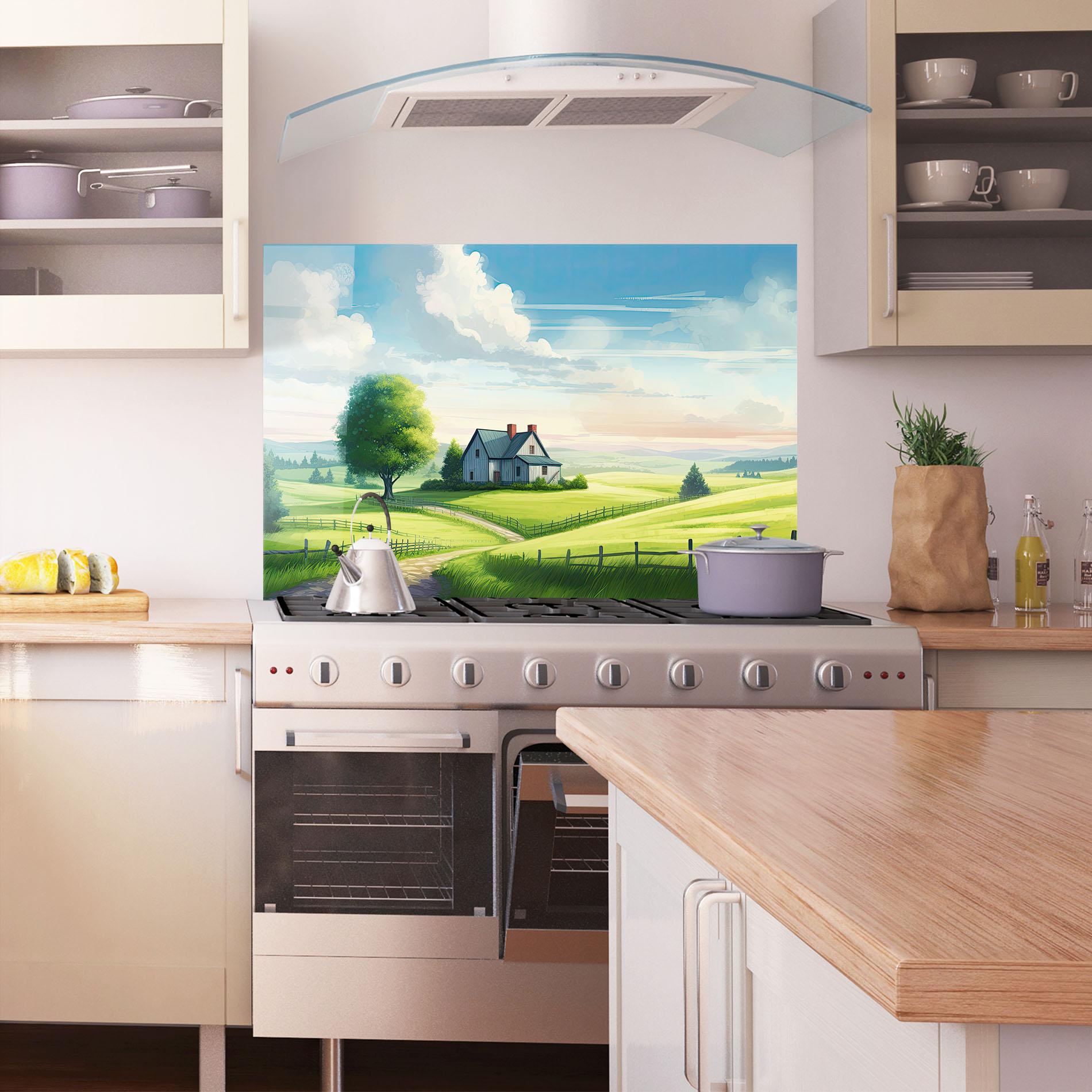 Küchenrückwand Glas Calming Rural View mockup 1