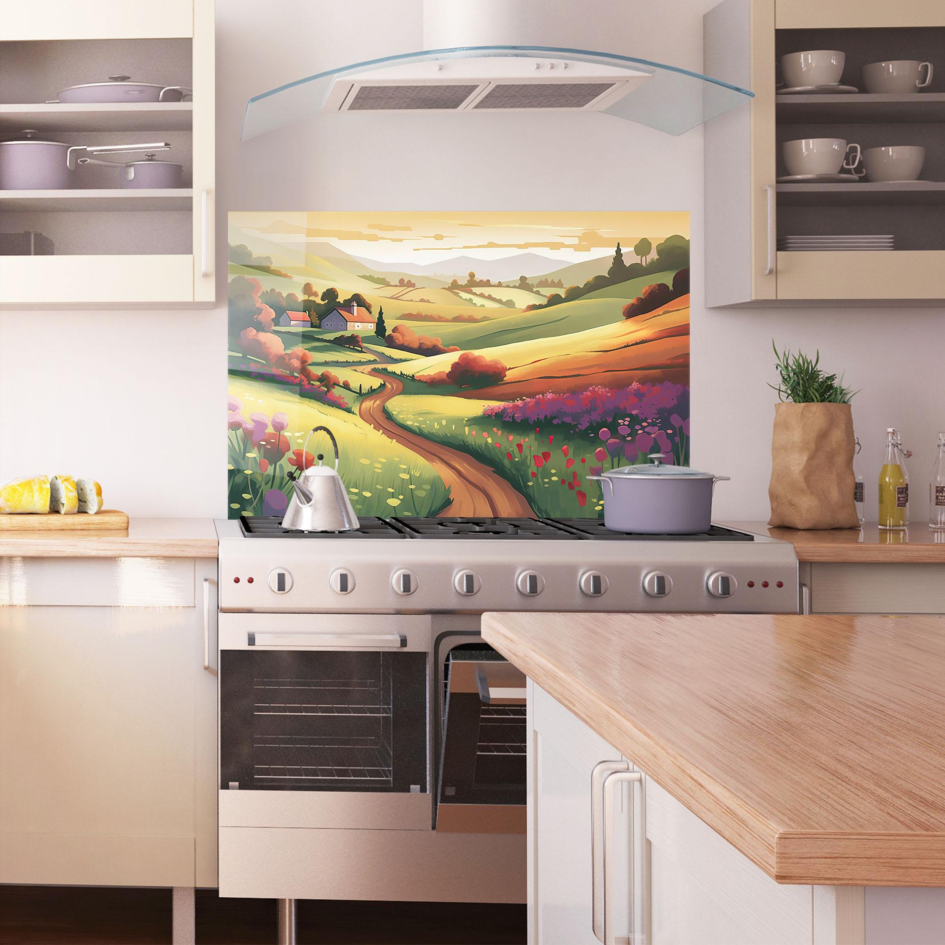 Küchenrückwand Glas Countryside Charm mockup 1