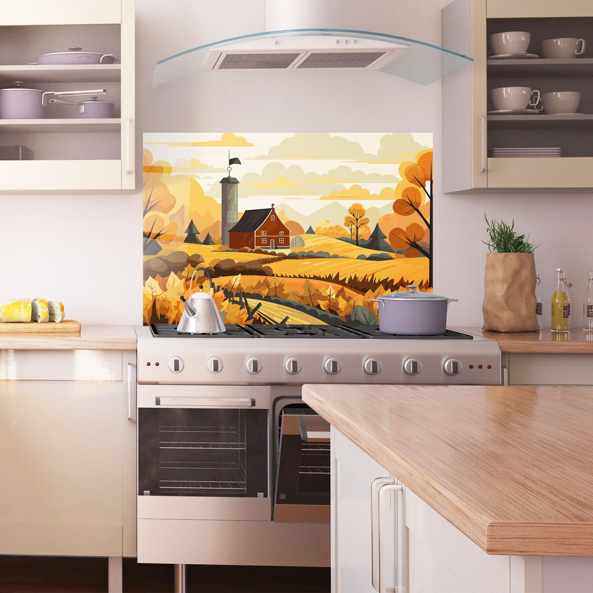 Küchenrückwand Glas Countryside House mockup 1