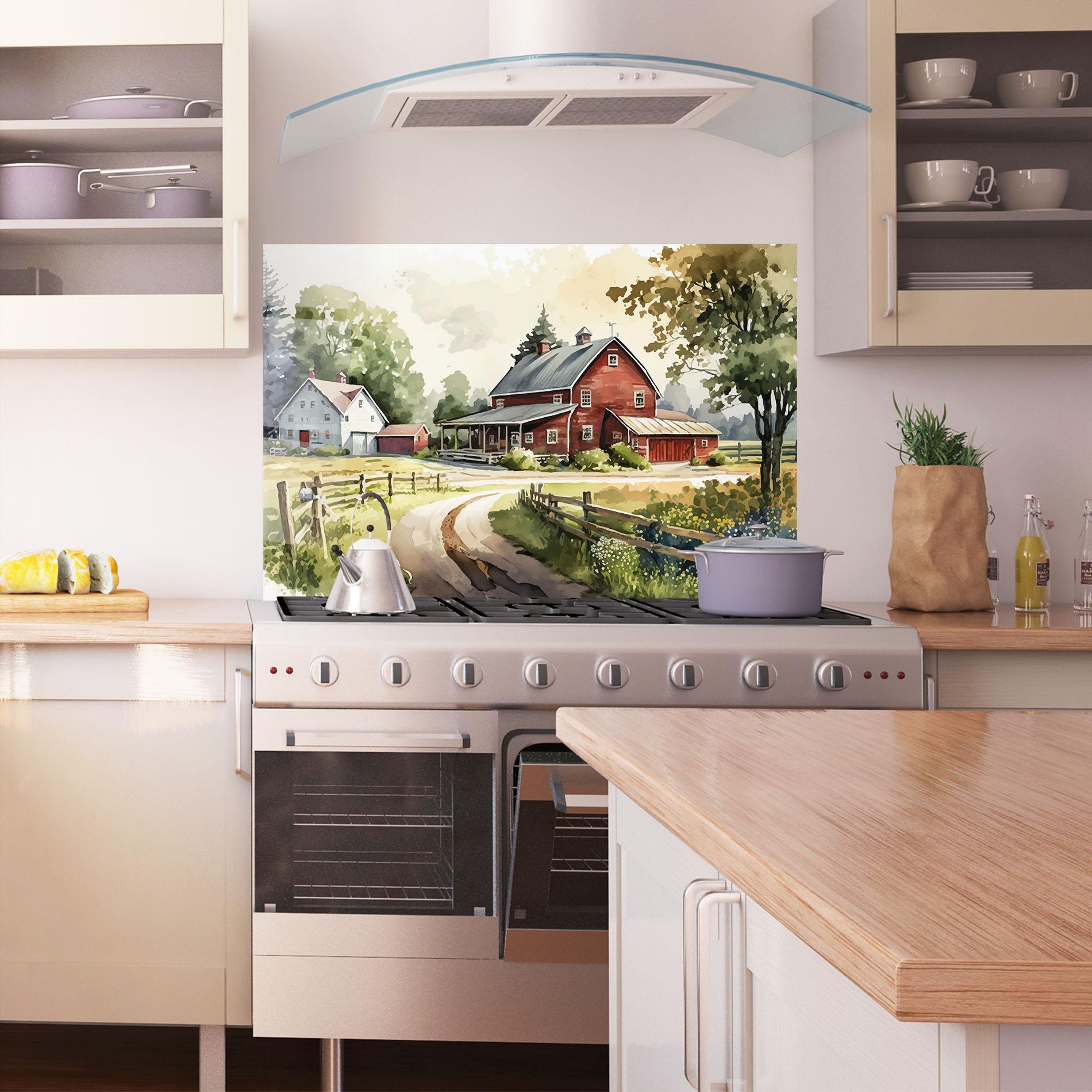 Küchenrückwand Glas Farmhouse Painting mockup 1