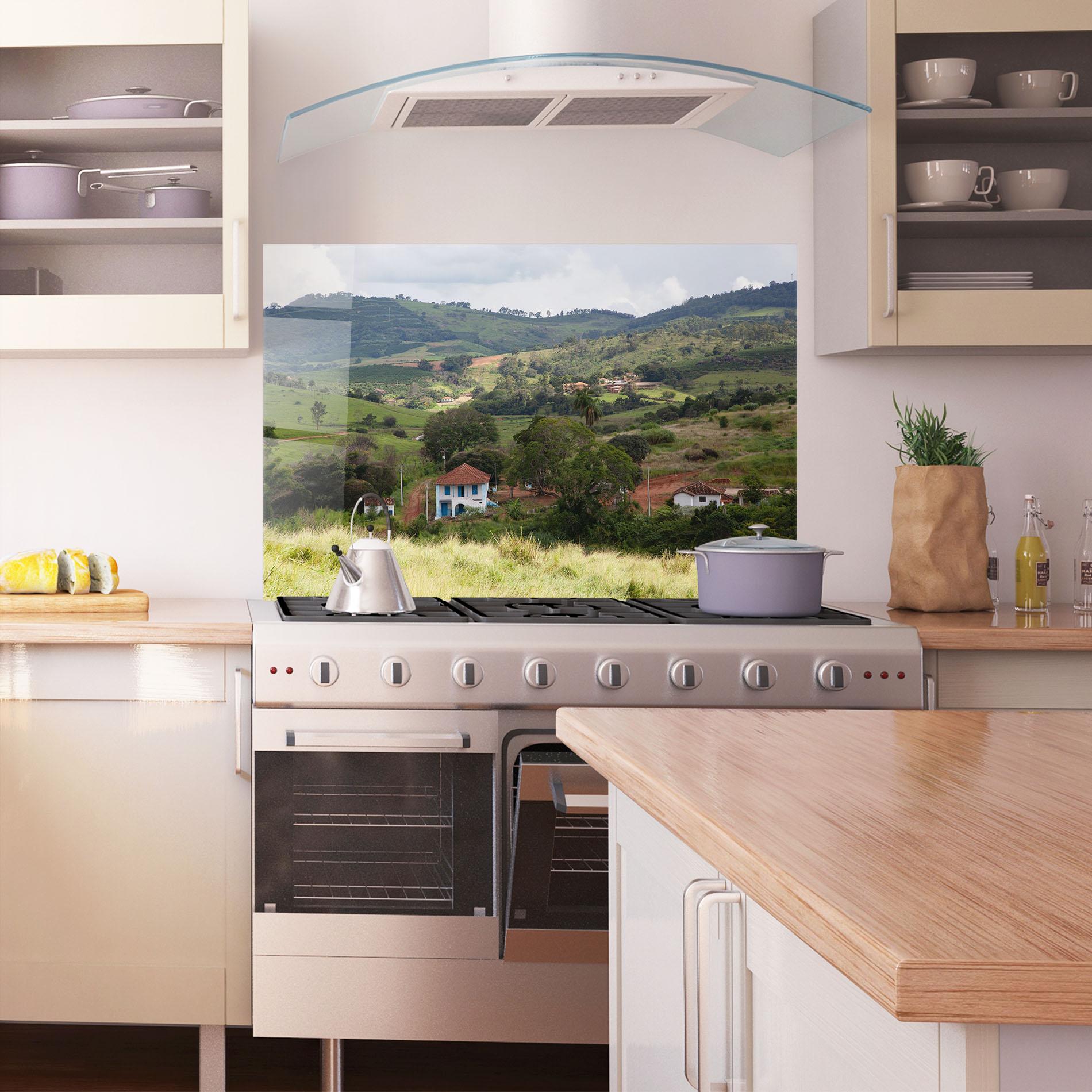 Küchenrückwand Glas Green Countryside mockup 1