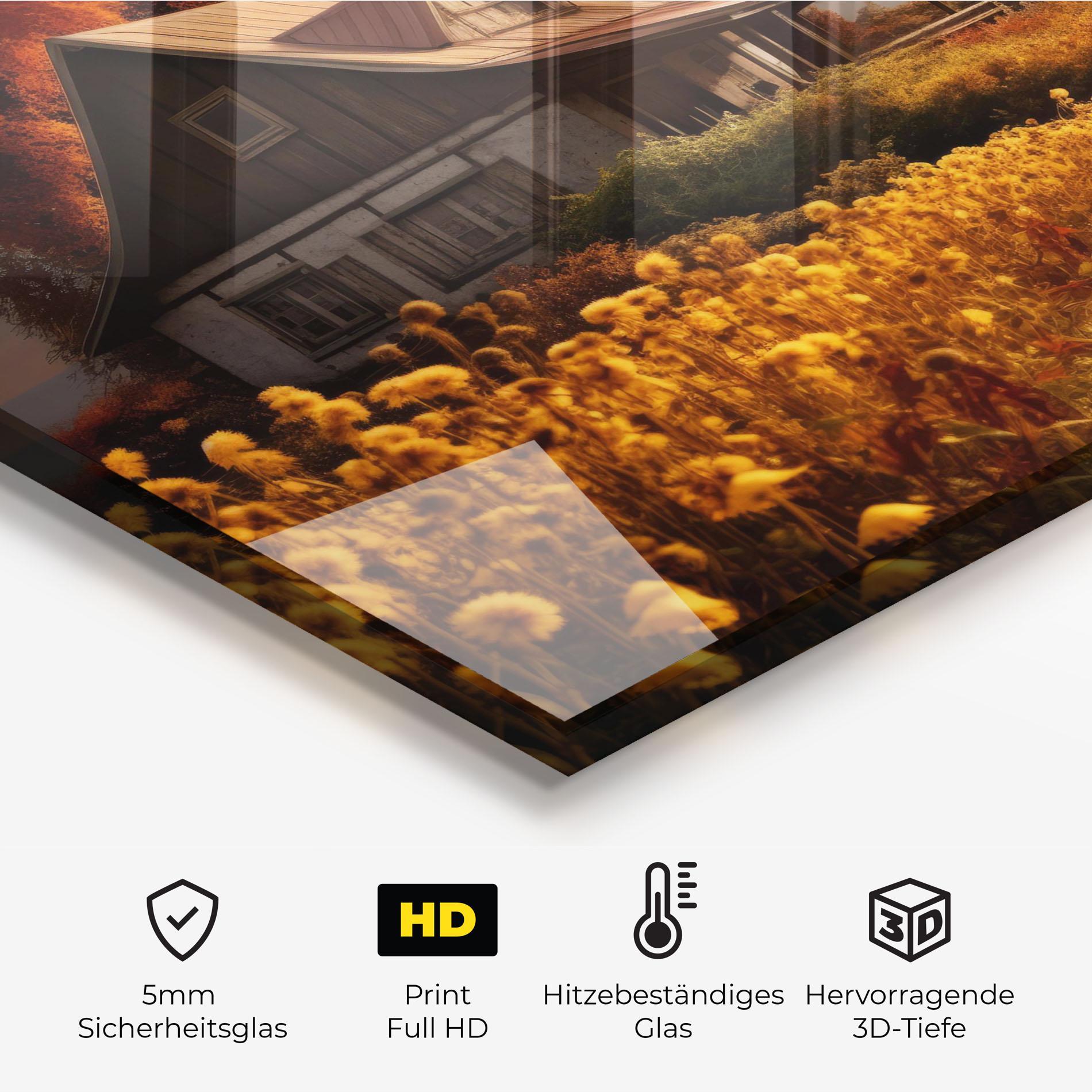 Küchenrückwand Glas Autumn Farm House mockup 2