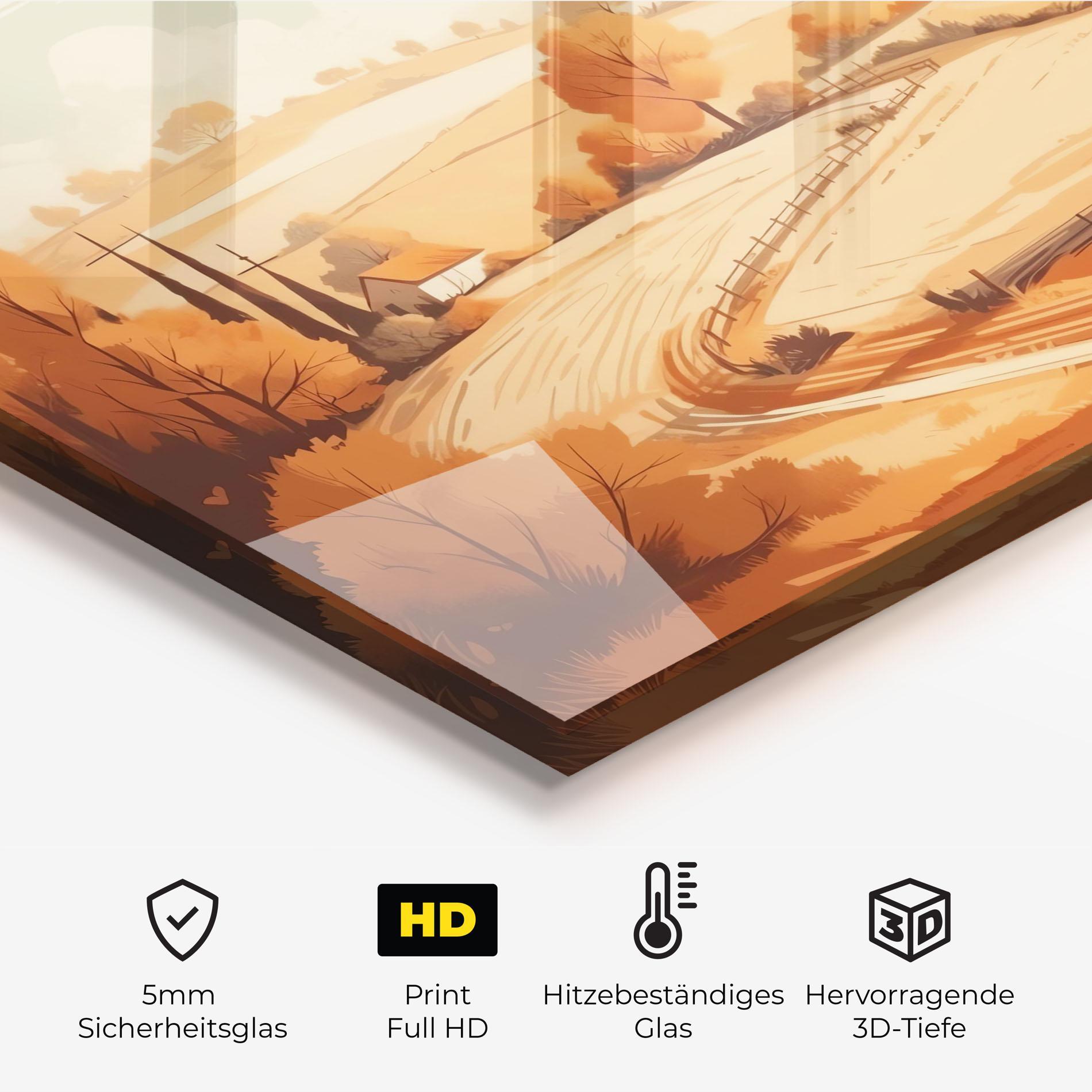 Küchenrückwand Glas Autumn Rural Wheat mockup 2