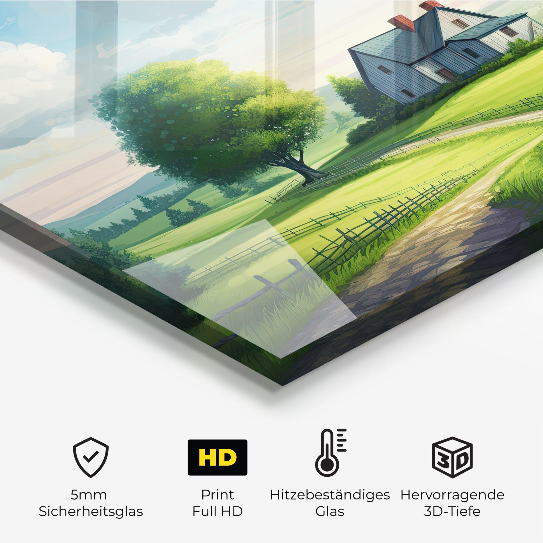 Küchenrückwand Glas Calming Rural View mockup 2