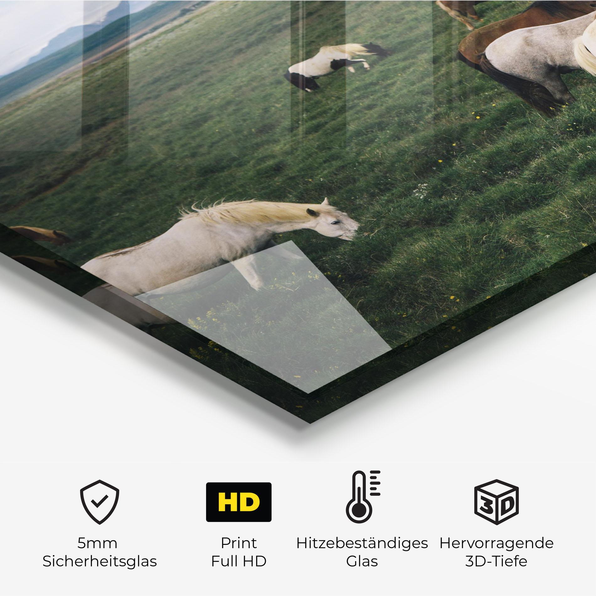 Küchenrückwand Glas Countryside Horses mockup 2