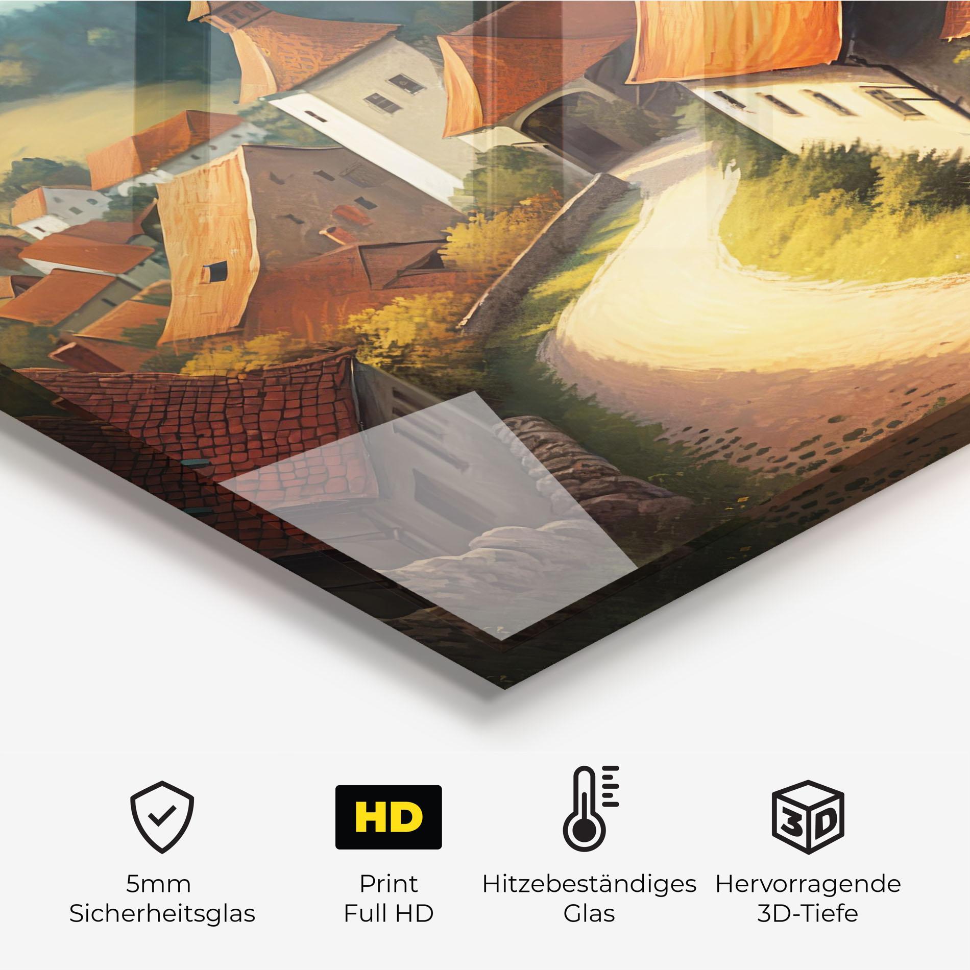 Küchenrückwand Glas Countryside Village mockup 2