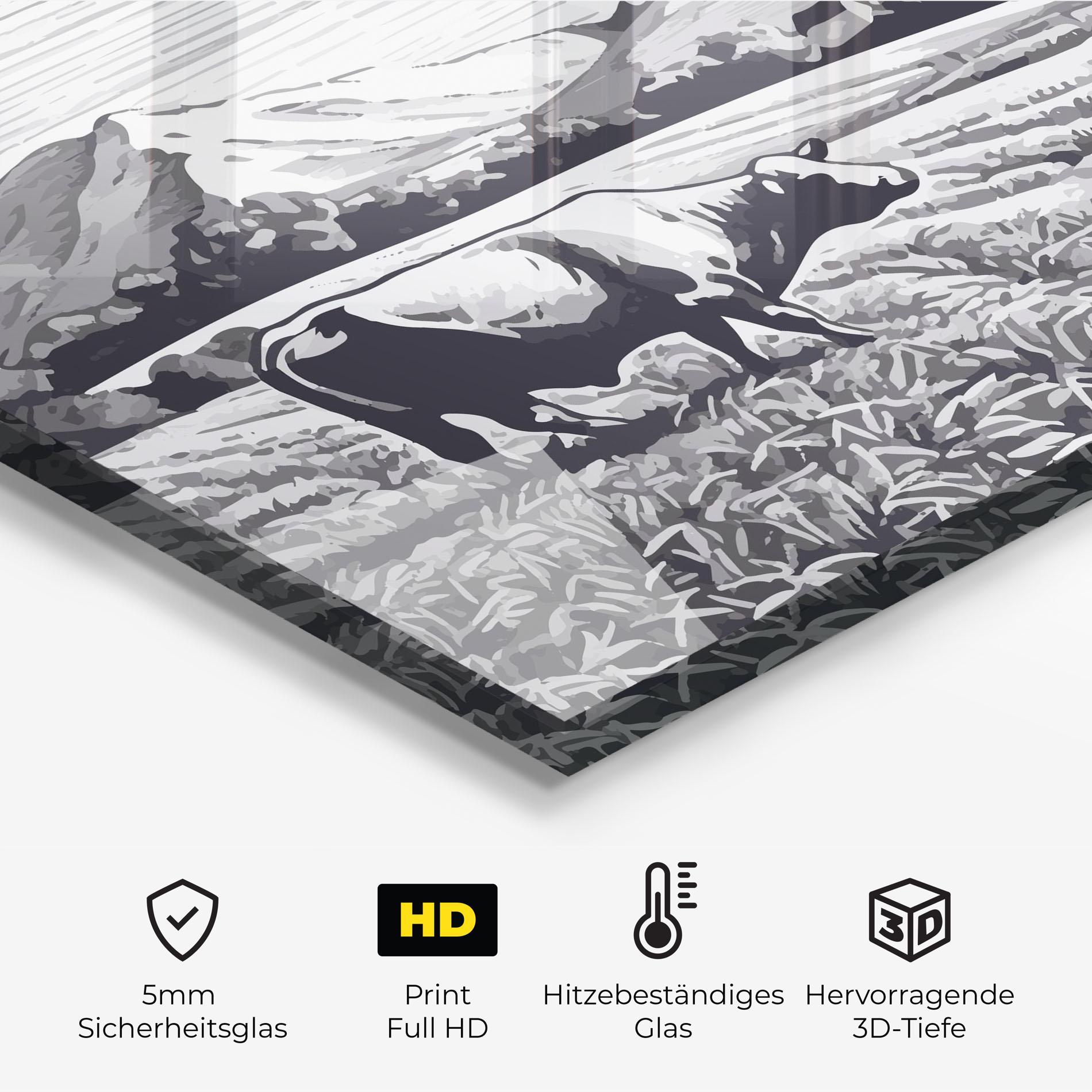 Küchenrückwand Glas Cow Grey Ink mockup 2