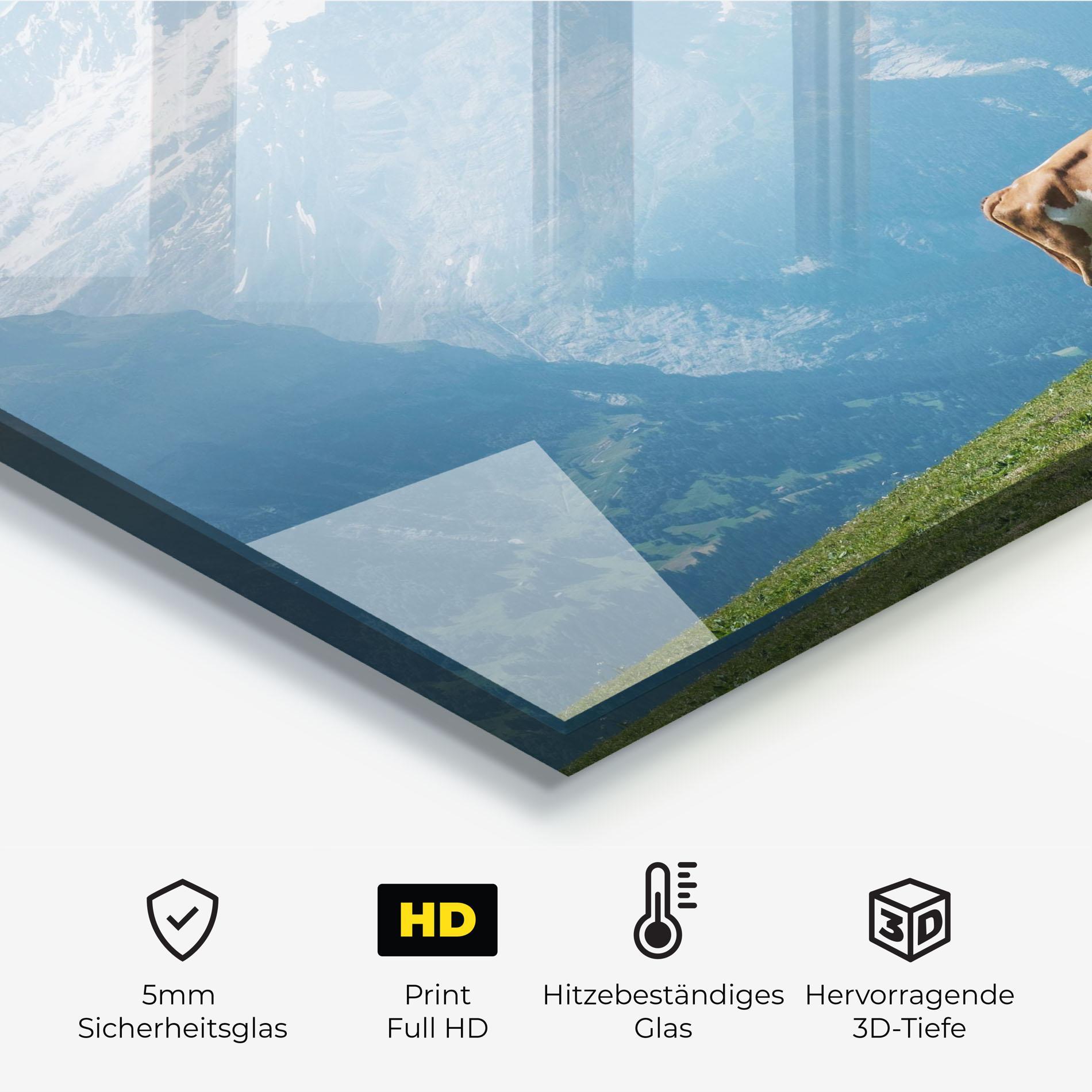 Küchenrückwand Glas Cow Mountain mockup 2