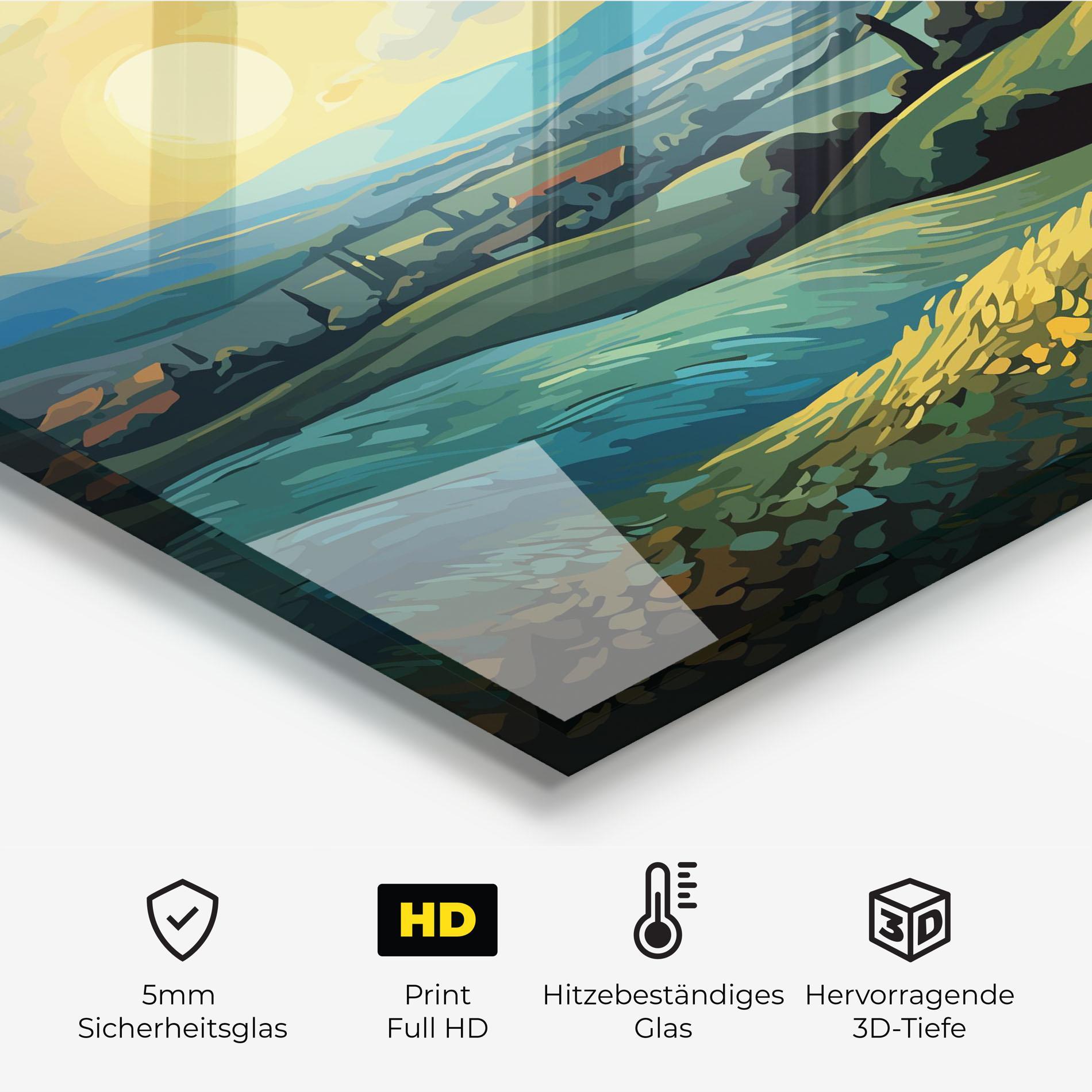 Küchenrückwand Glas Fantasy Blue View mockup 2