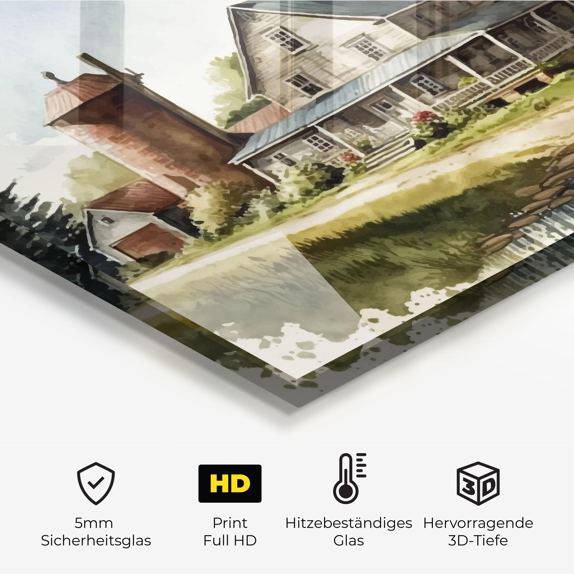 Küchenrückwand Glas Farm Blue Car mockup 2