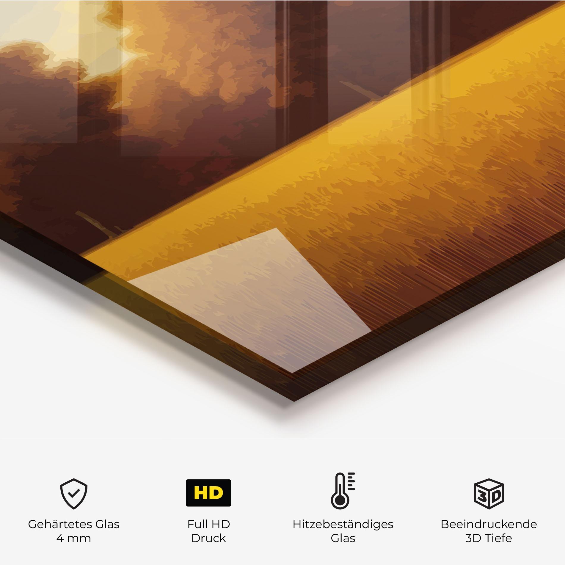 Küchenrückwand Glas Autumn Country Tree mockup 2