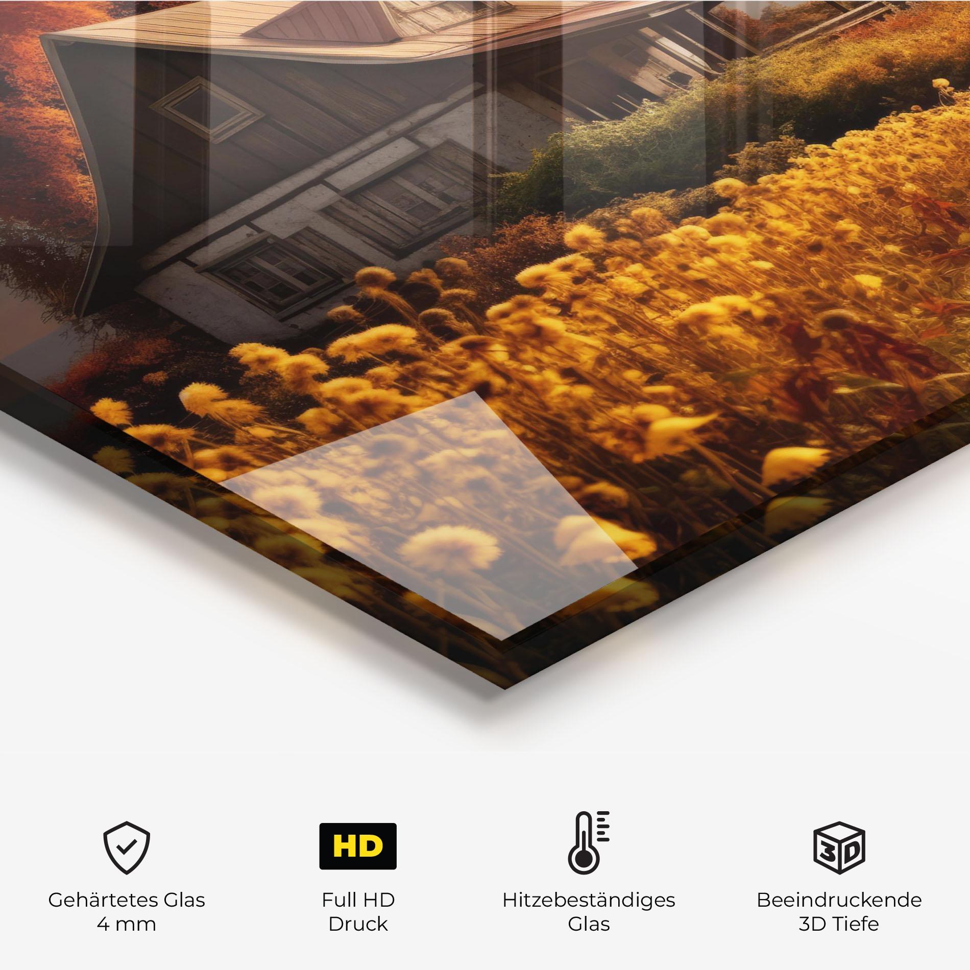 Küchenrückwand Glas Autumn Farm House mockup 2