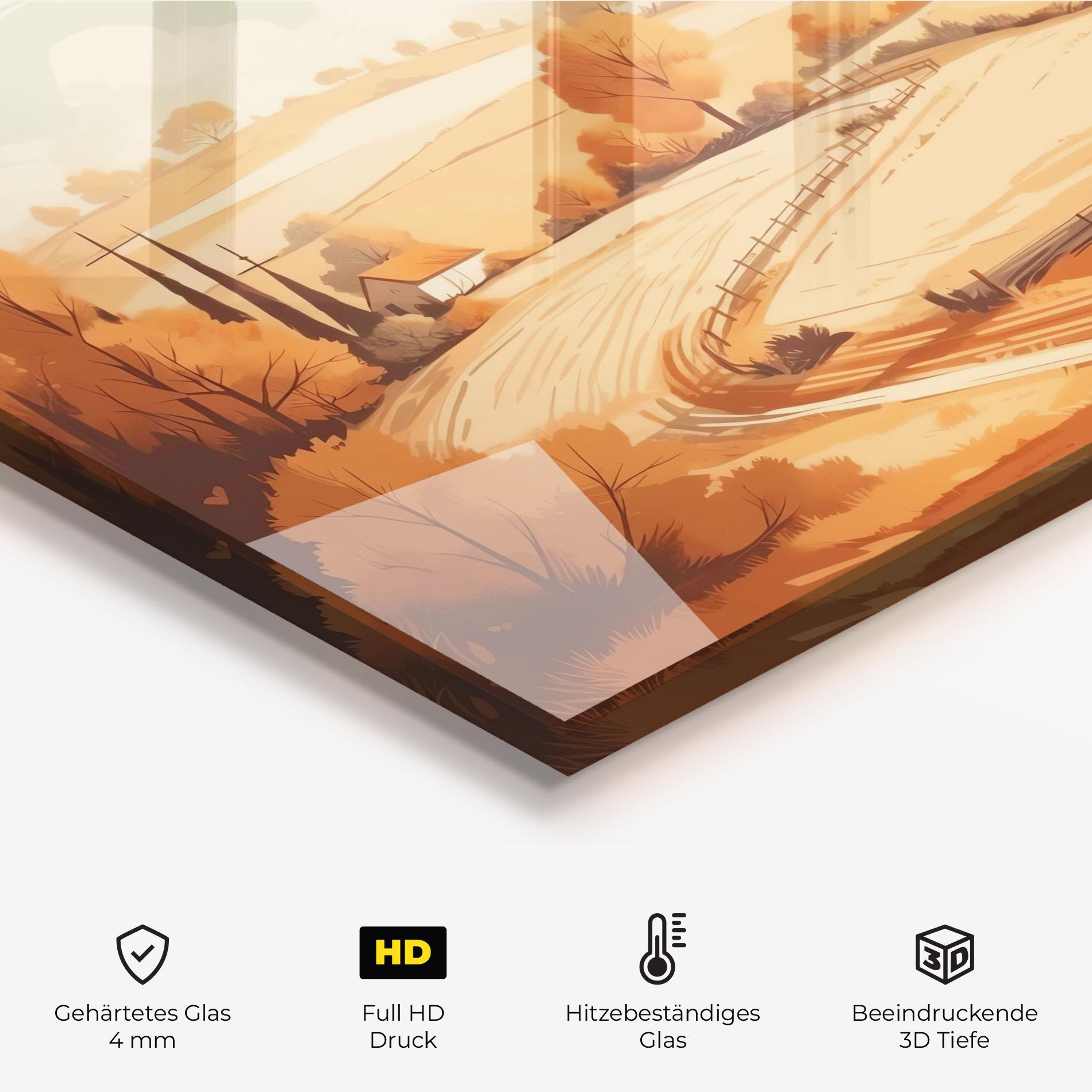 Küchenrückwand Glas Autumn Rural Wheat mockup 2