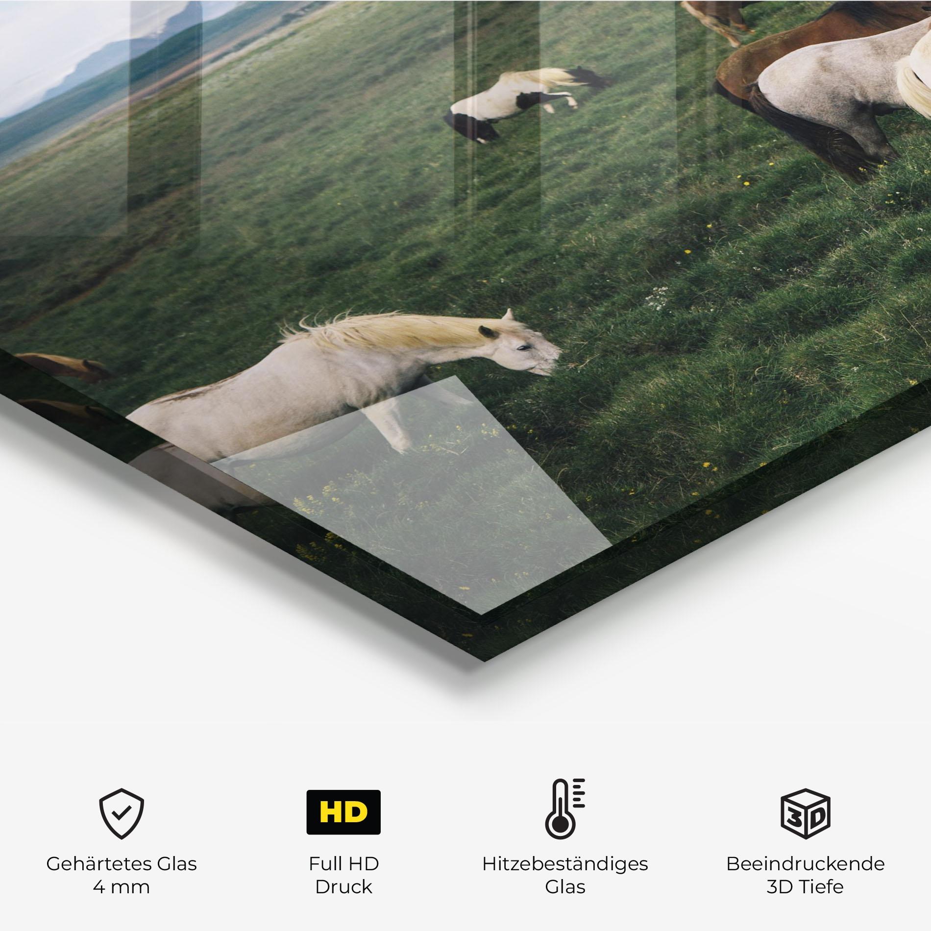 Küchenrückwand Glas Countryside Horses mockup 2