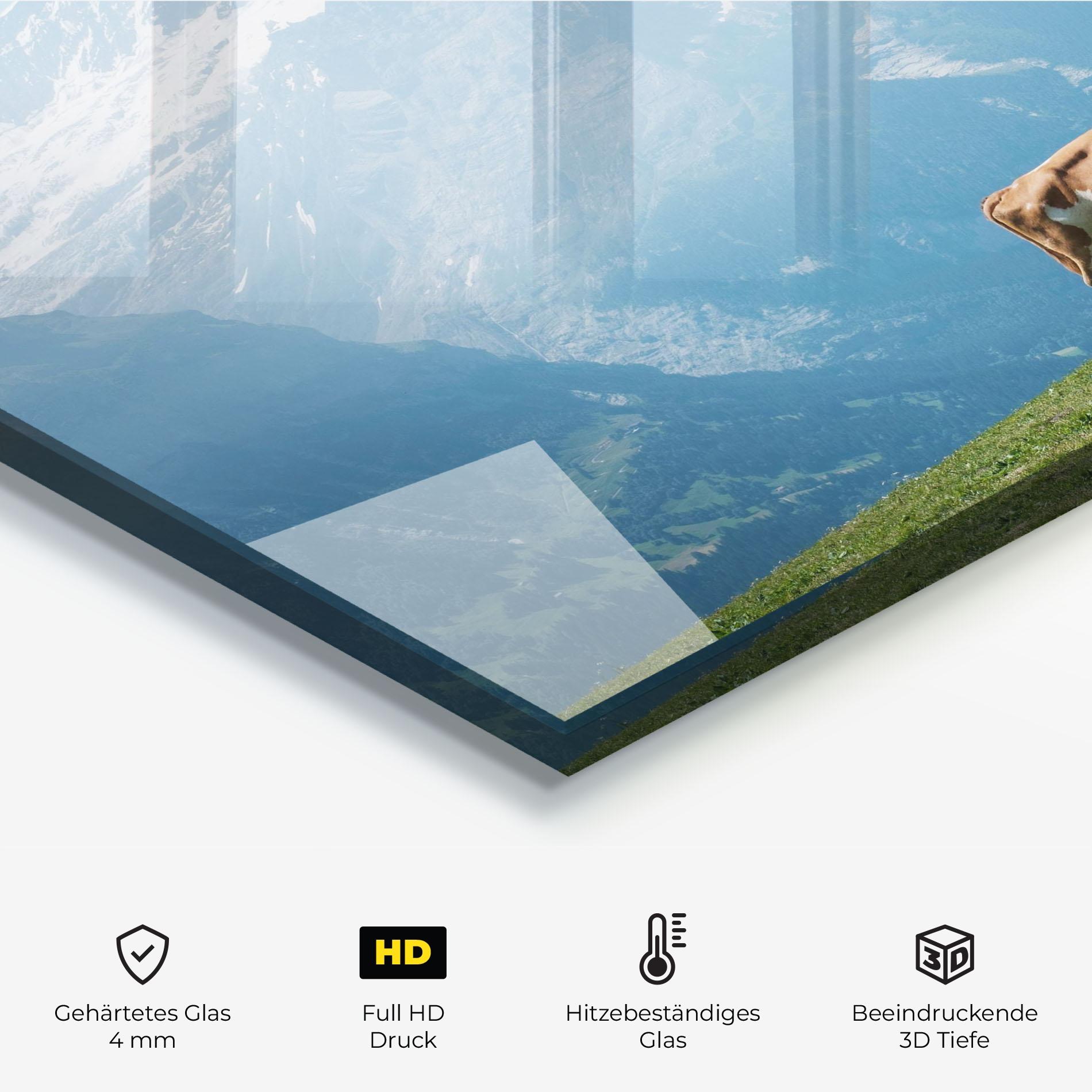 Küchenrückwand Glas Cow Mountain mockup 2