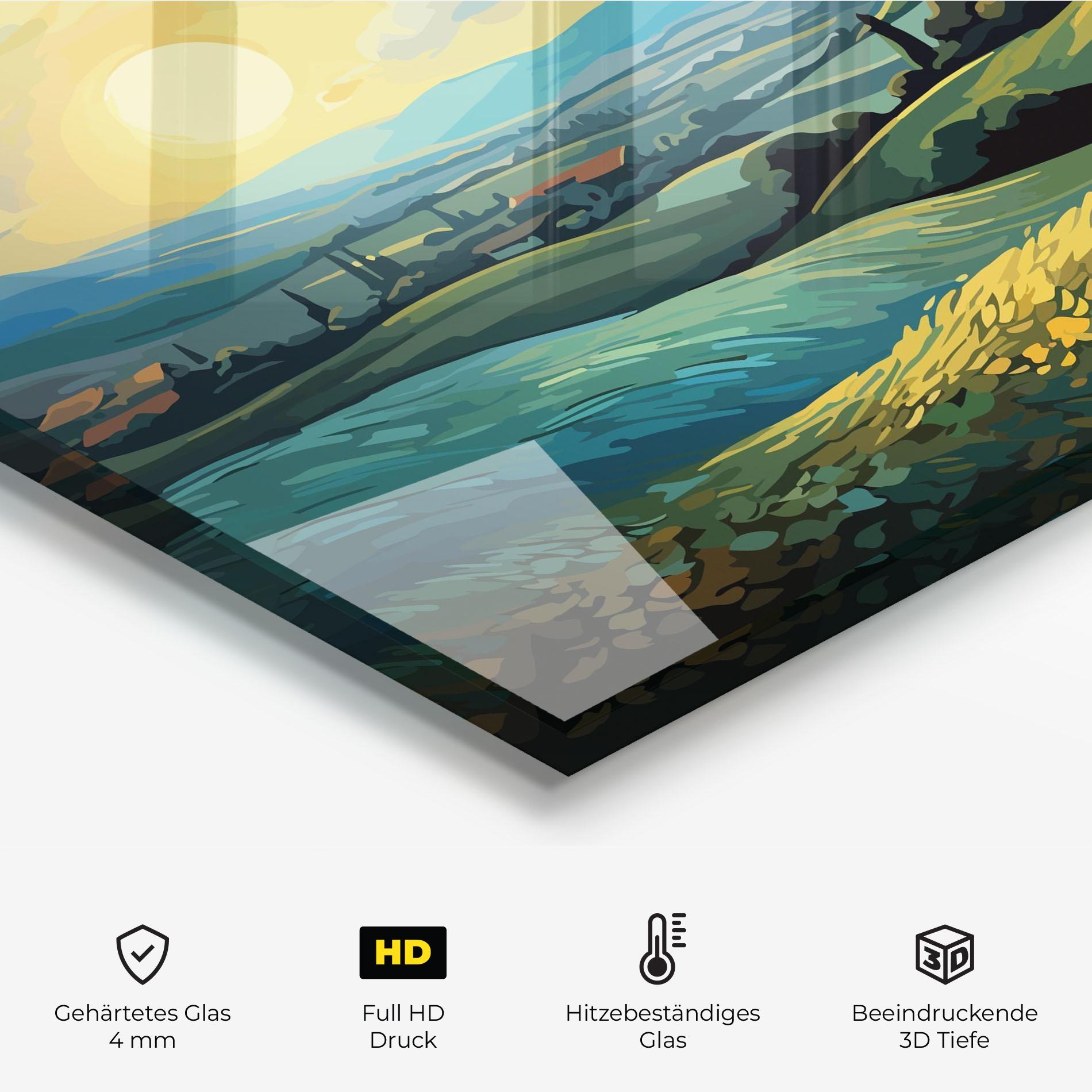 Küchenrückwand Glas Fantasy Blue View mockup 2