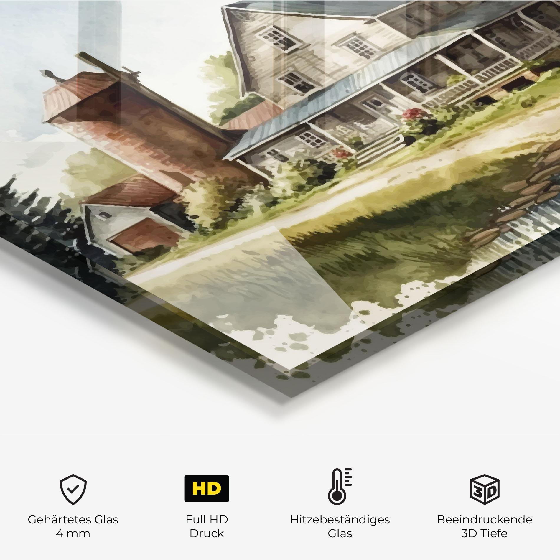 Küchenrückwand Glas Farm Blue Car mockup 2