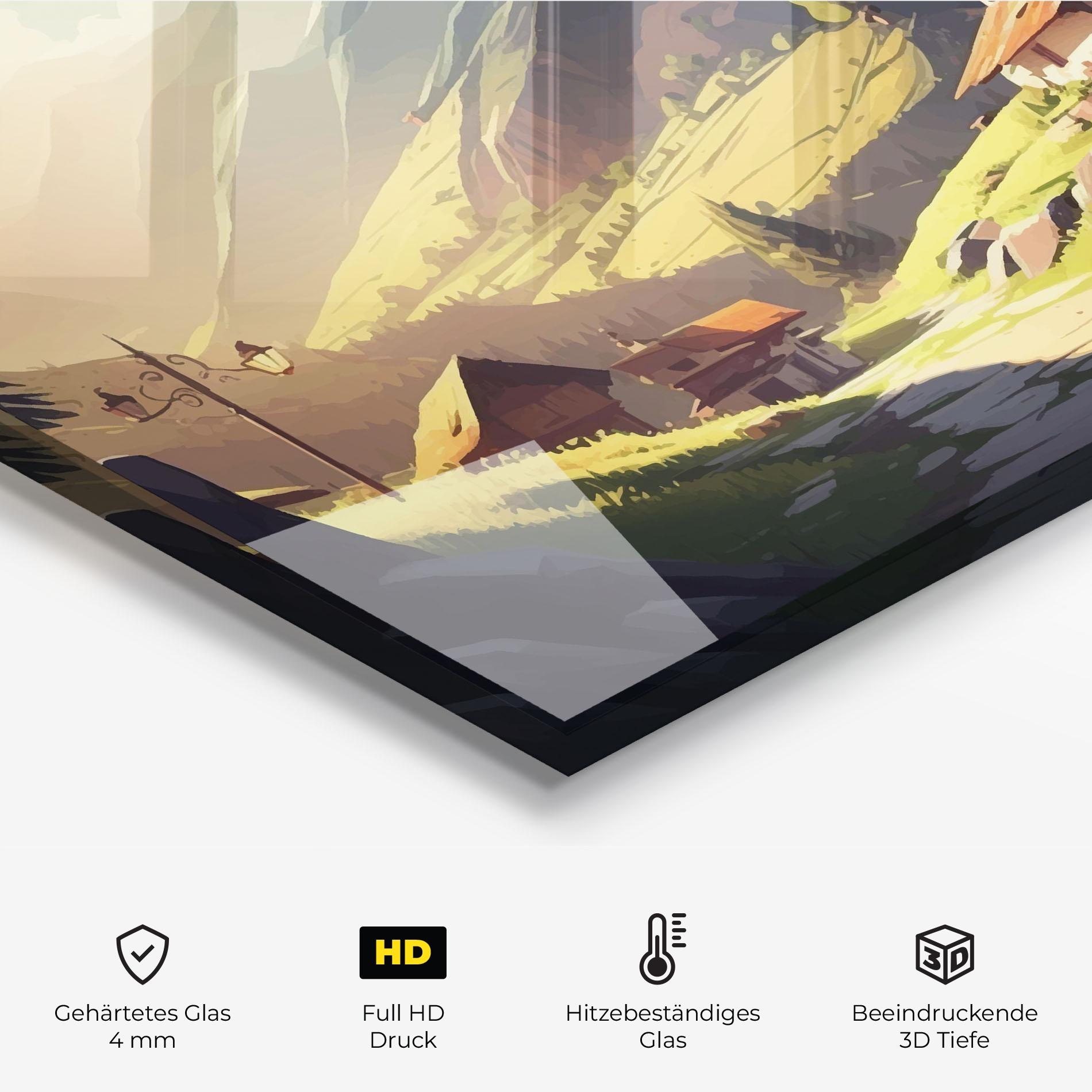 Küchenrückwand Glas Grassy Mountain View mockup 2