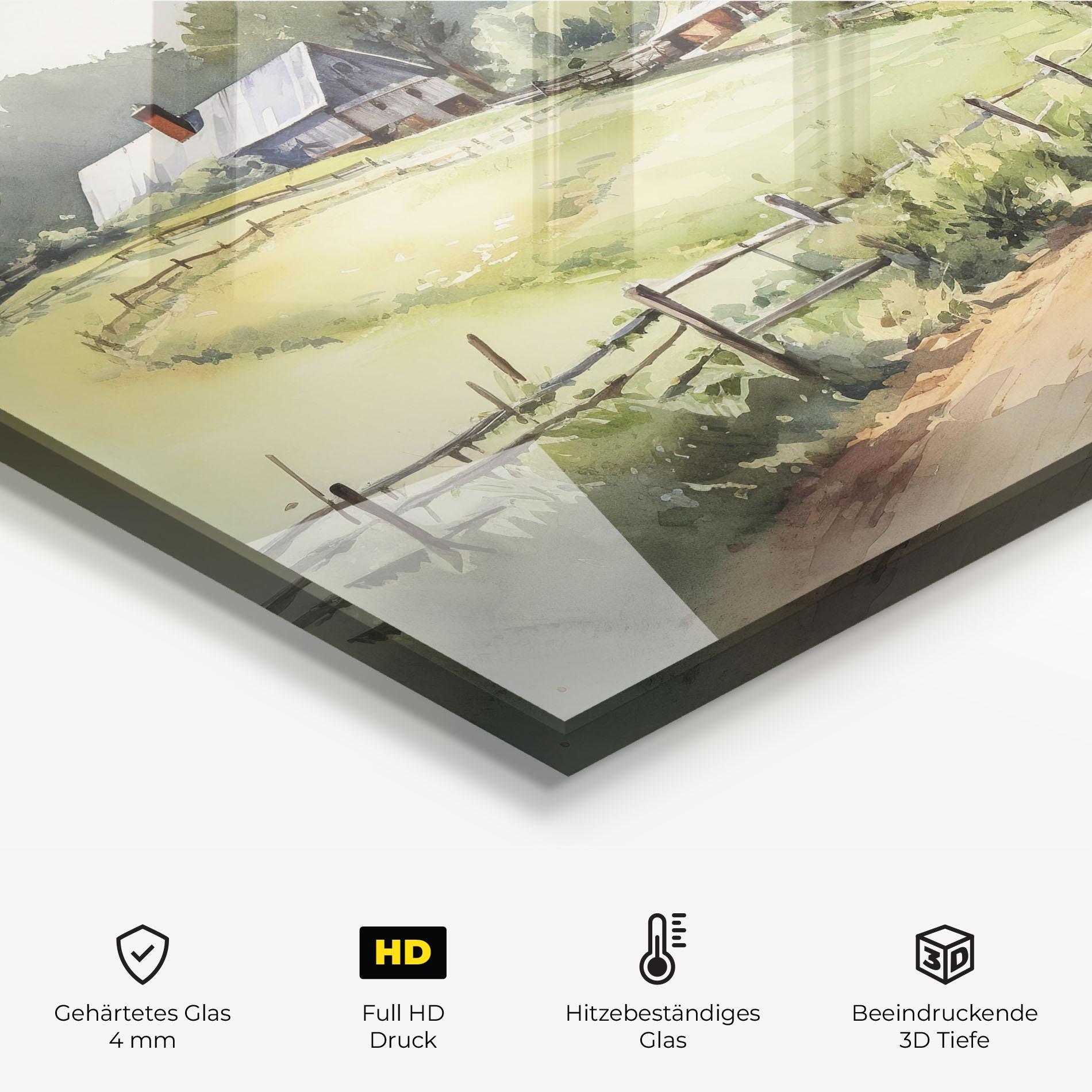 Küchenrückwand Glas Rural Farm mockup 2