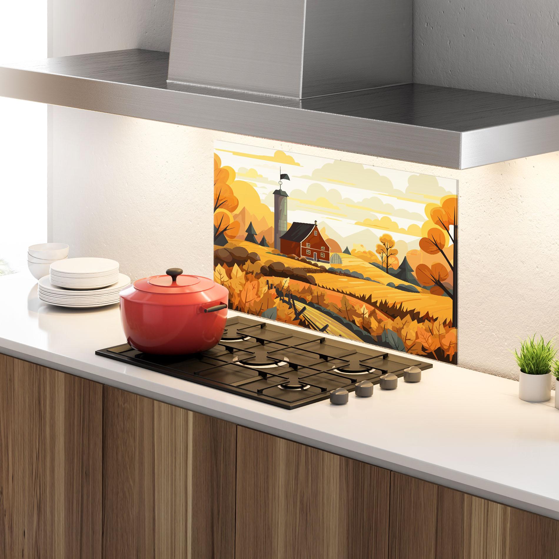 Küchenrückwand Glas Countryside House mockup 4